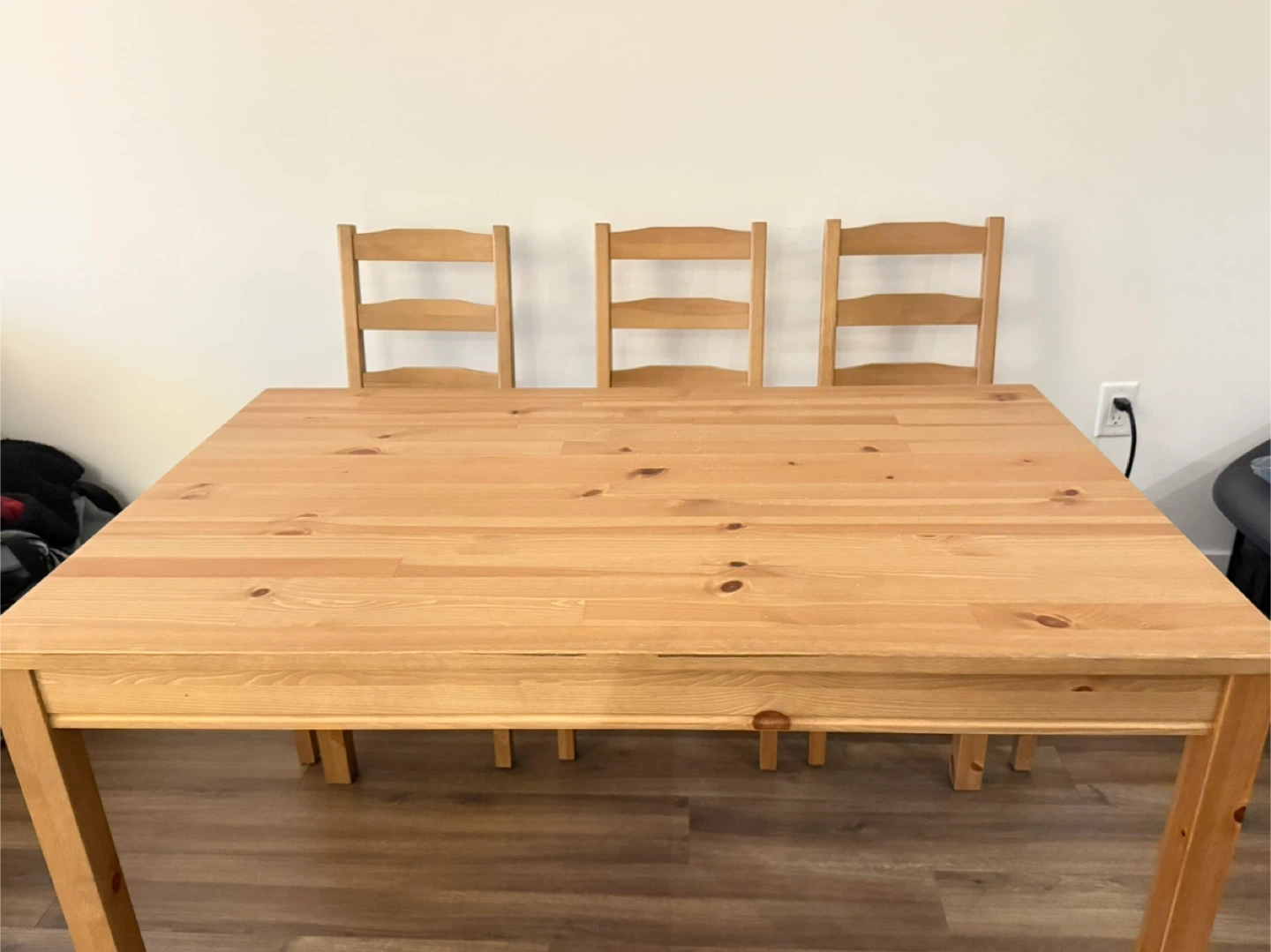 IKEA Solid Pine Dining Table & 3 Chairs - photo 3