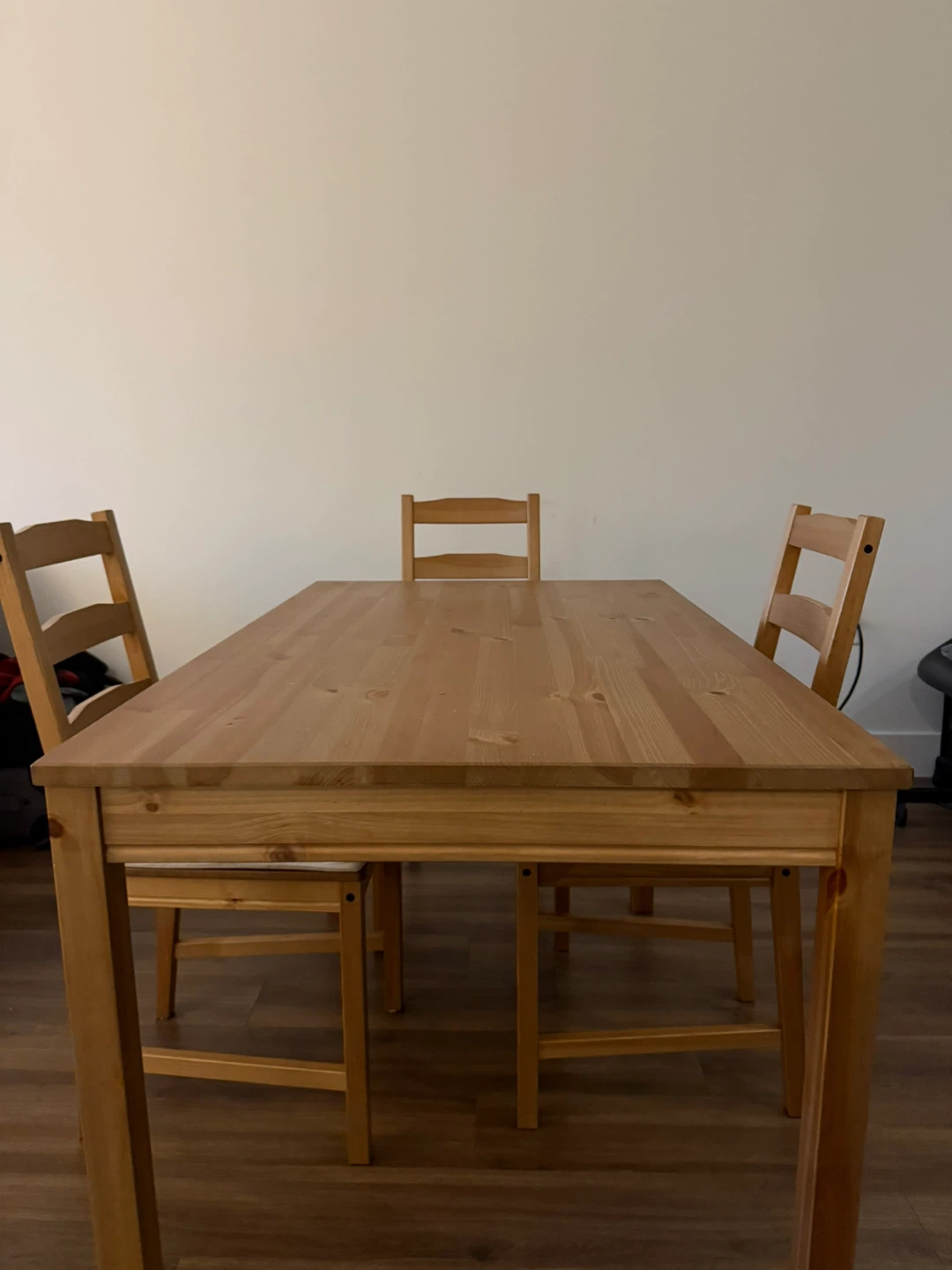 IKEA Solid Pine Dining Table & 3 Chairs - photo 2
