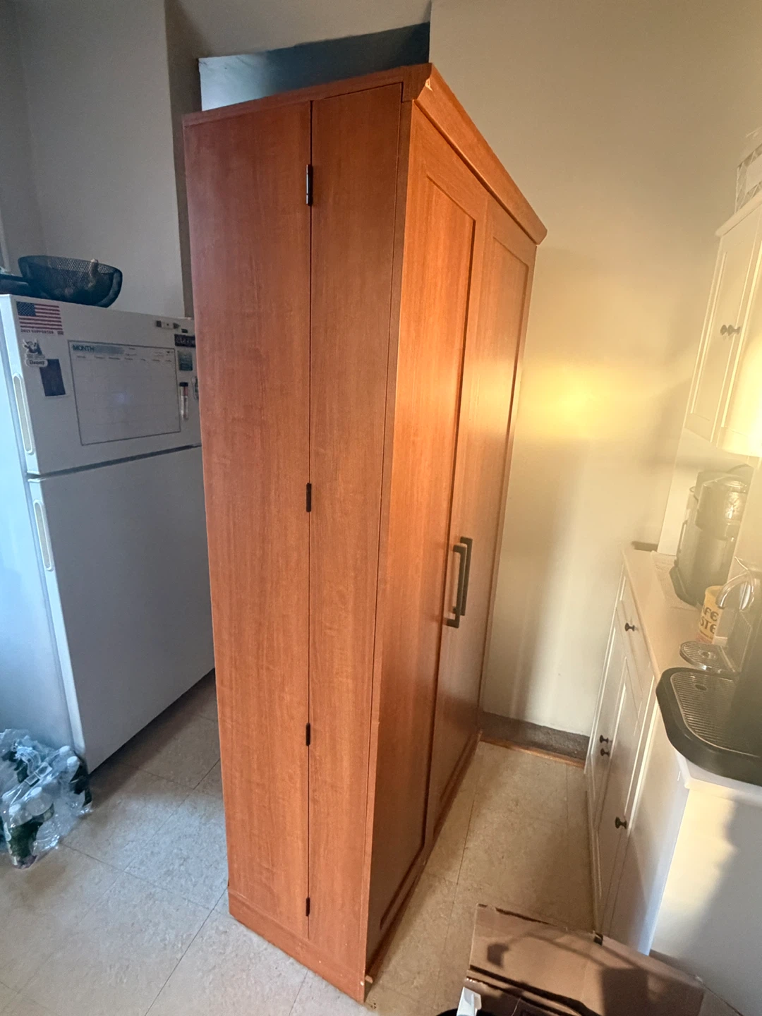 Wooden Wardrobe Cabinet with Shelves - photo 2