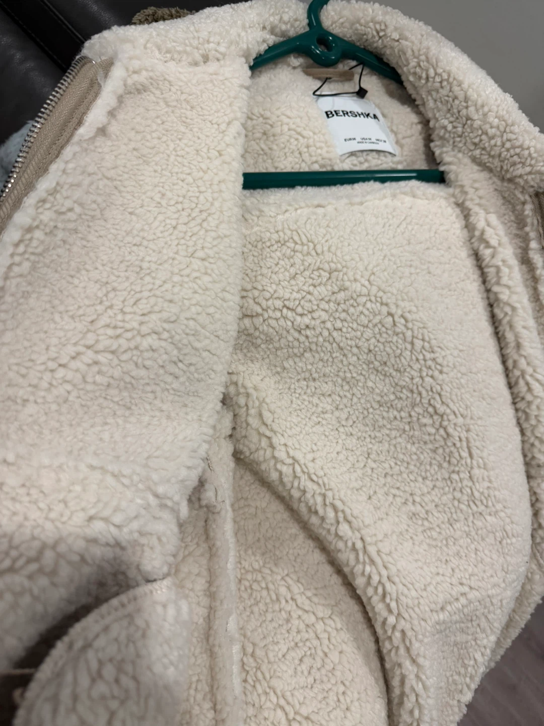 Bershka Faux Shearling Jacket, Beige M - photo 2
