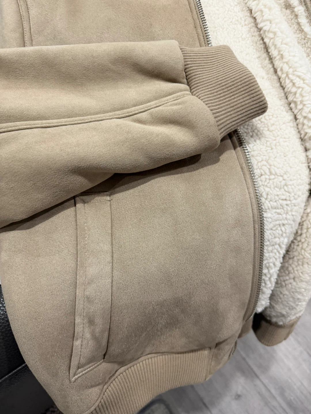 Bershka Faux Shearling Jacket, Beige M - photo 3