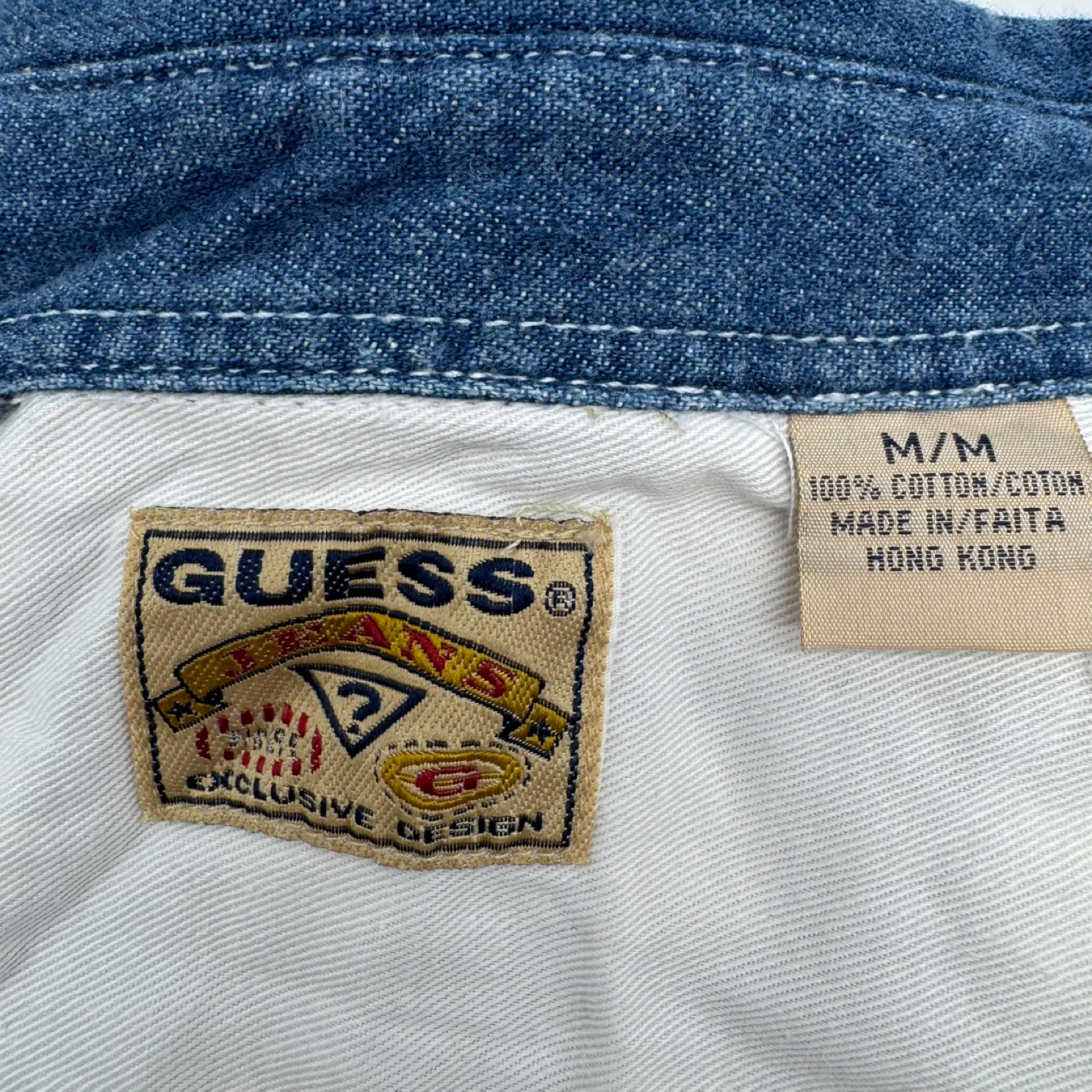 Vintage Guess Jeans Flannel Shirt Denim Collar NWOT Size M - photo 5