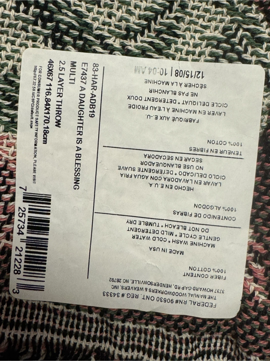 Manual Woodworkers & Weavers 'A Daughter' Throw - photo 4