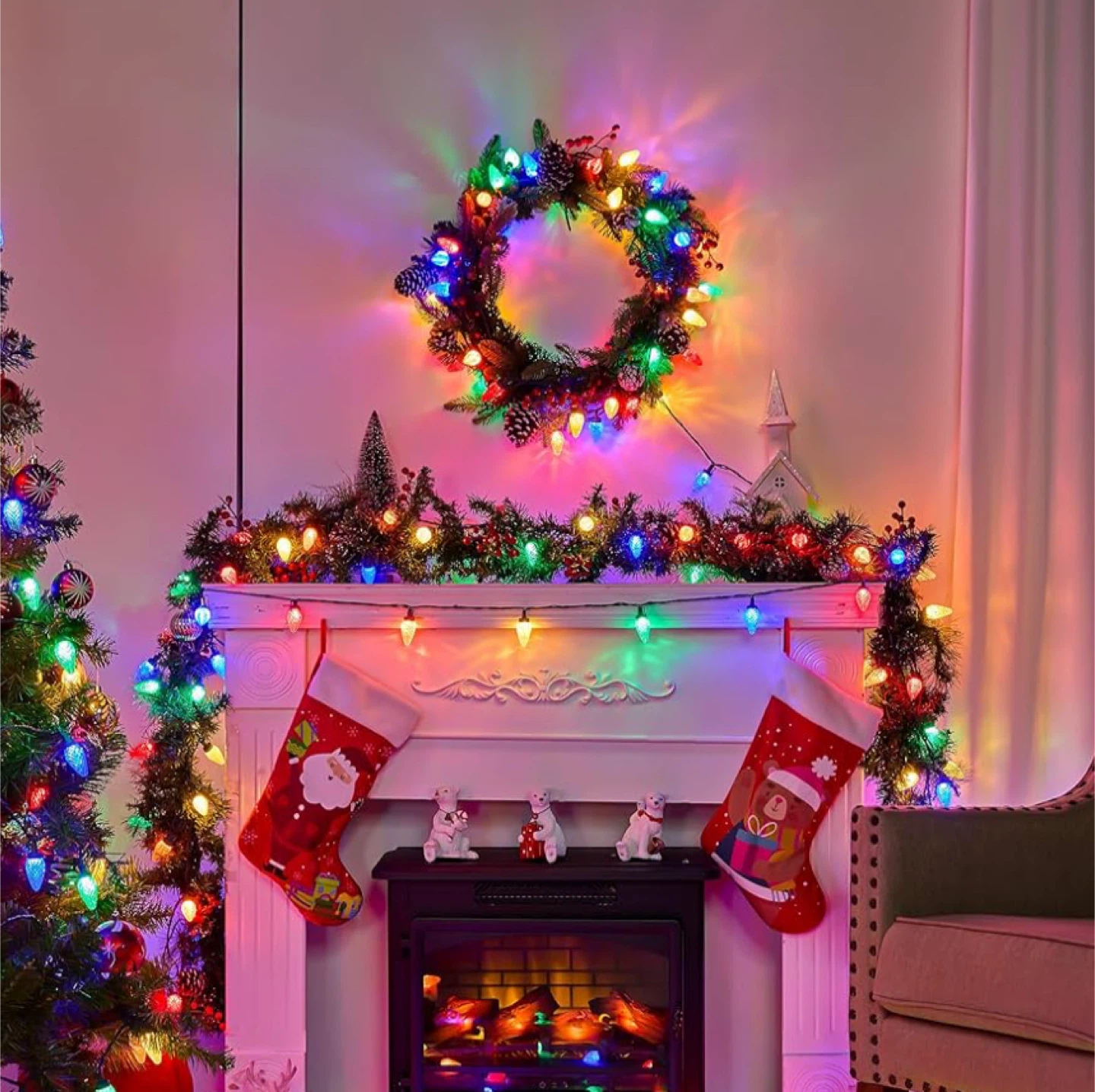 C9 Colored Christmas String Lights - 100L