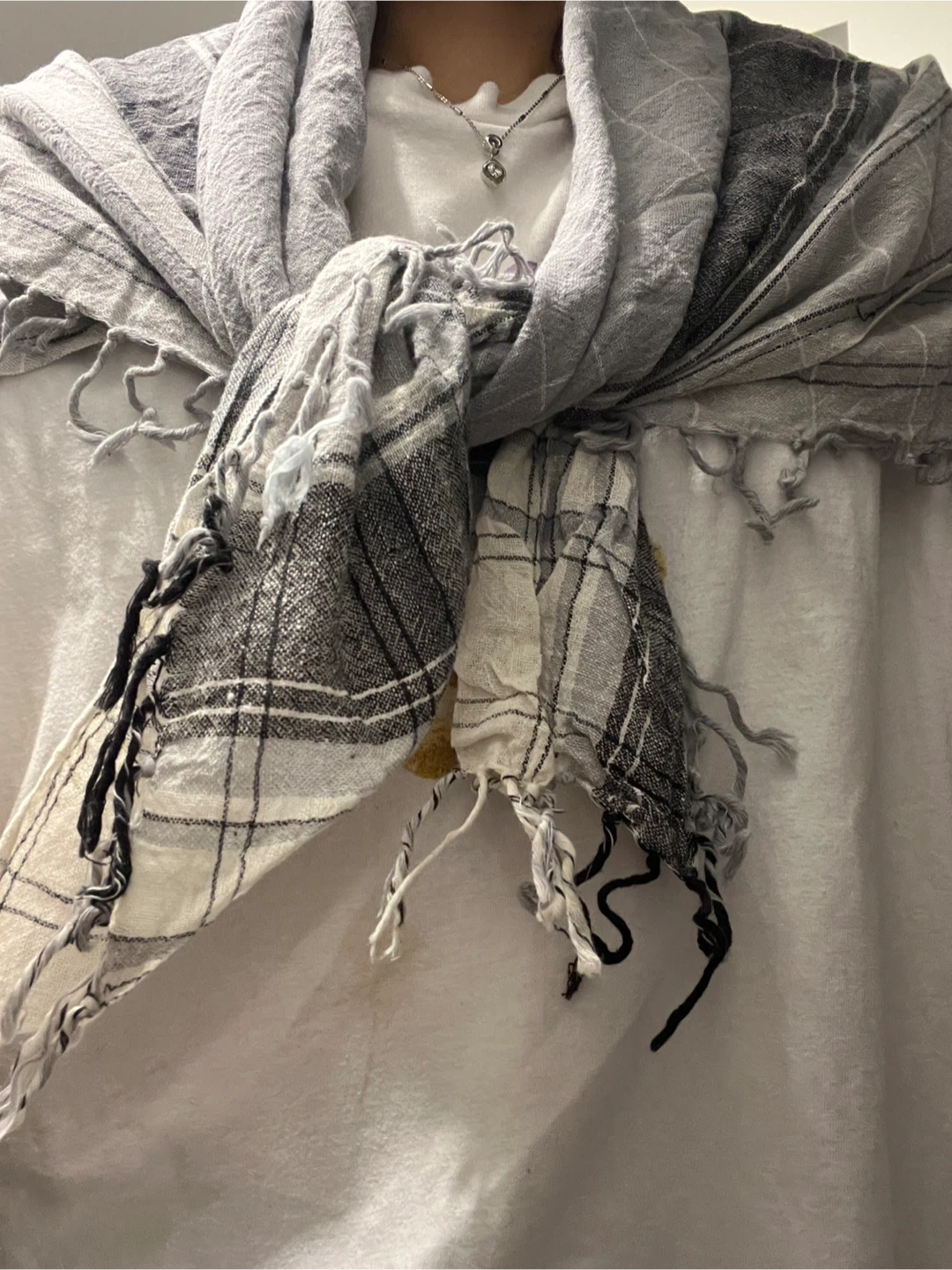 H&M Divided Grey Plaid Scarf