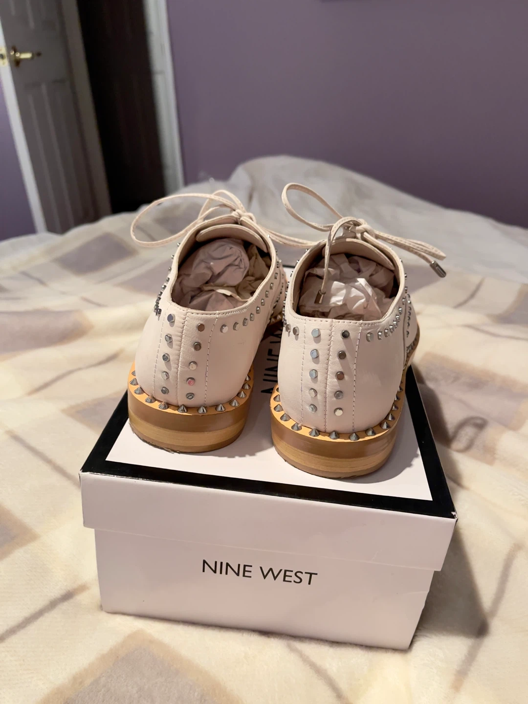 Nine West Cream Studded Oxfords - Size 8M - photo 3