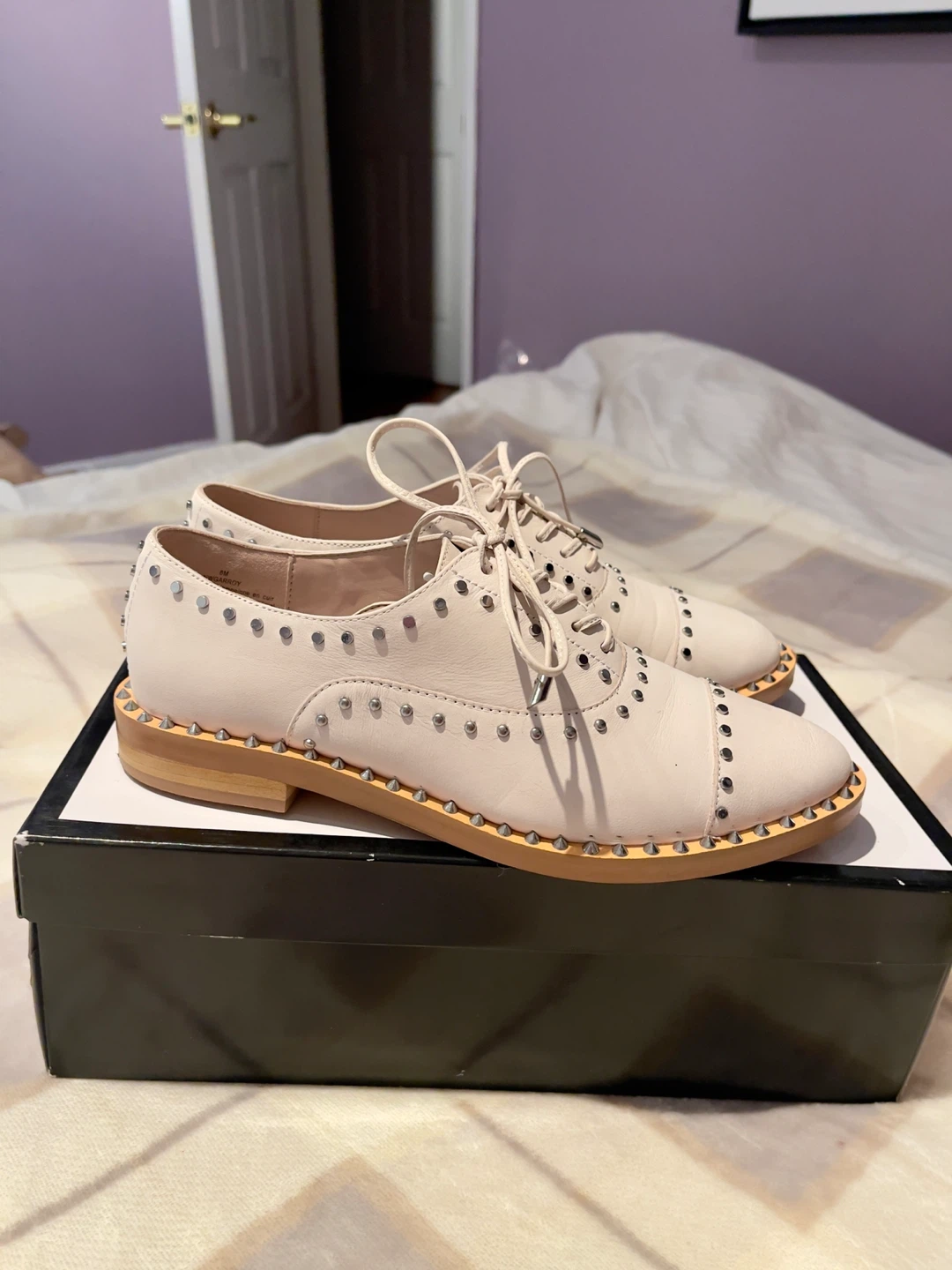 Nine West Cream Studded Oxfords - Size 8M - photo 2