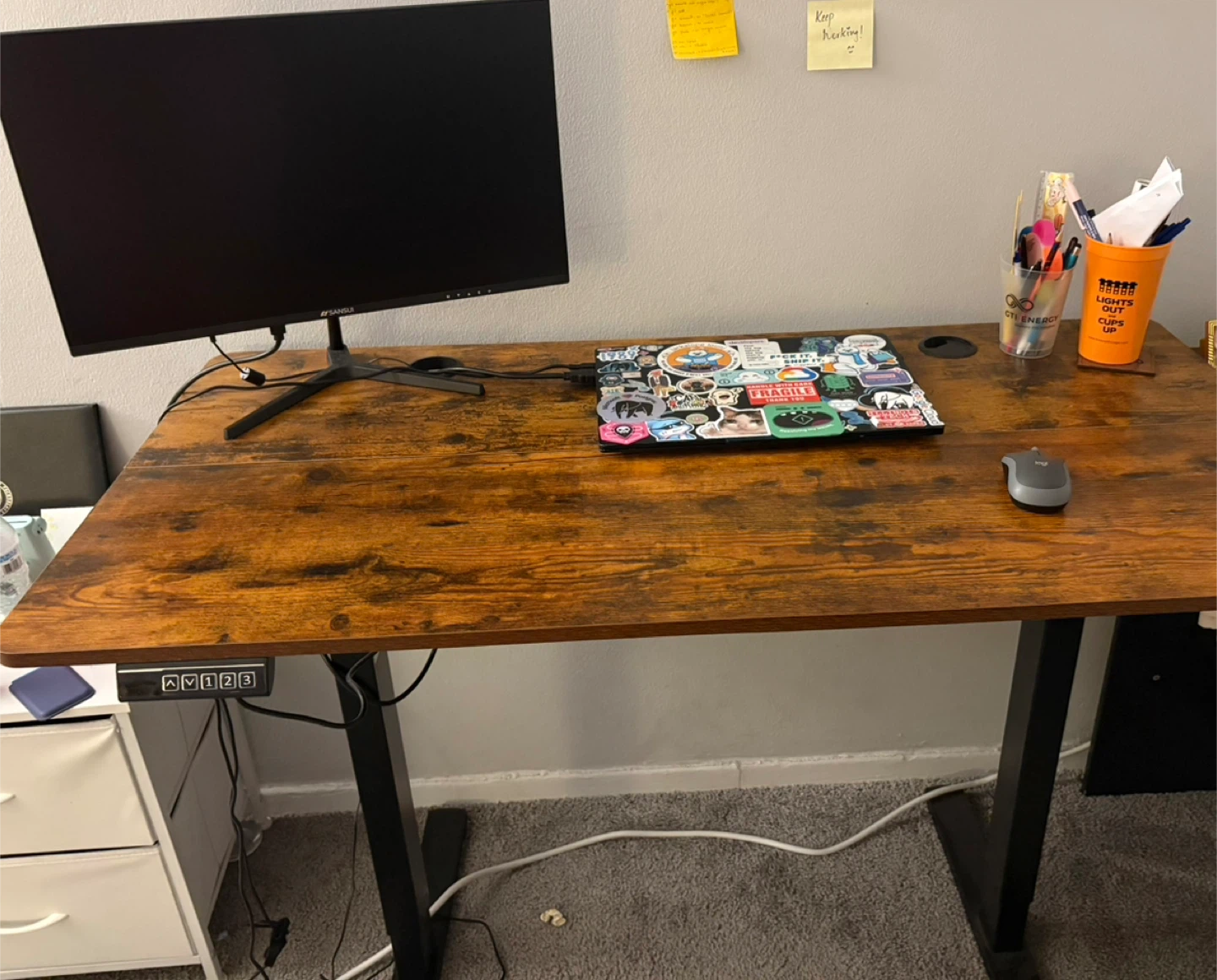 Rustic Brown Adjustable Height Standing Desk