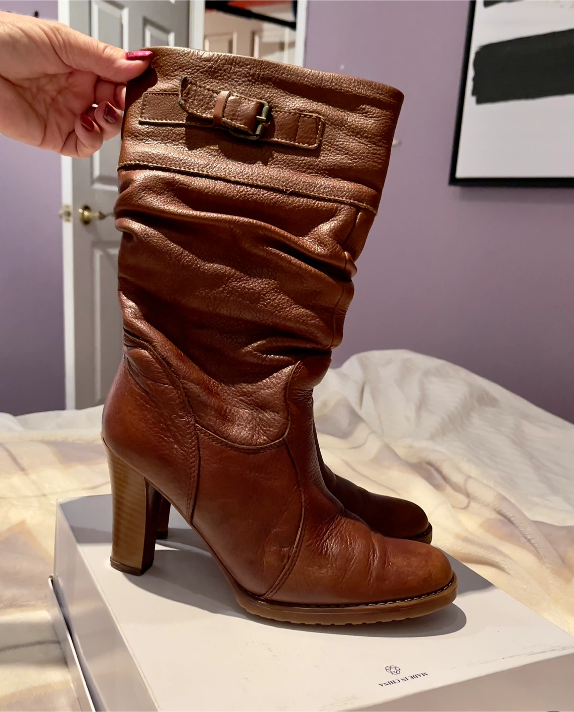 Brown Leather Boots - Size 38