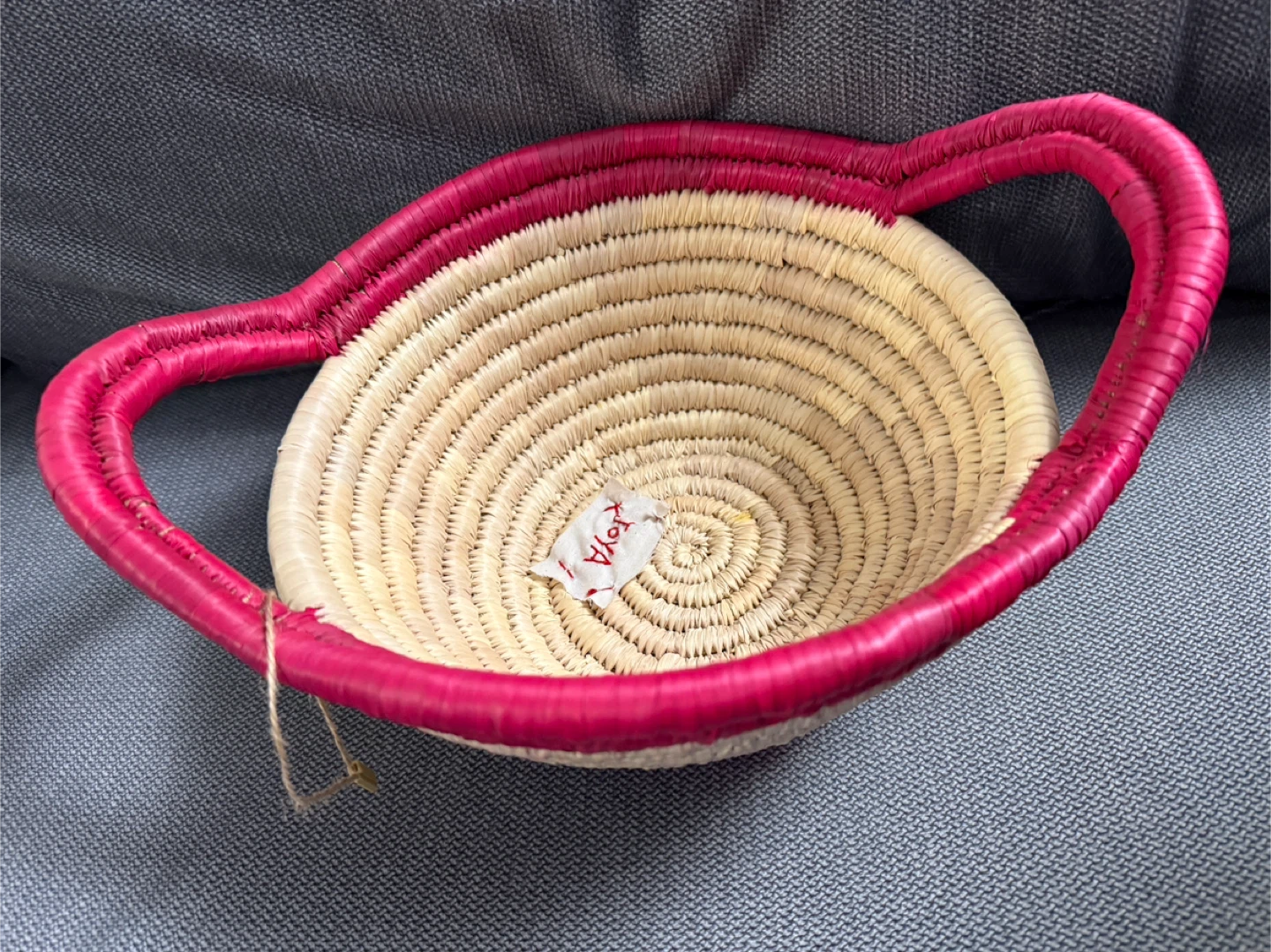Ten By Three Handmade Basket with Handles Red accents