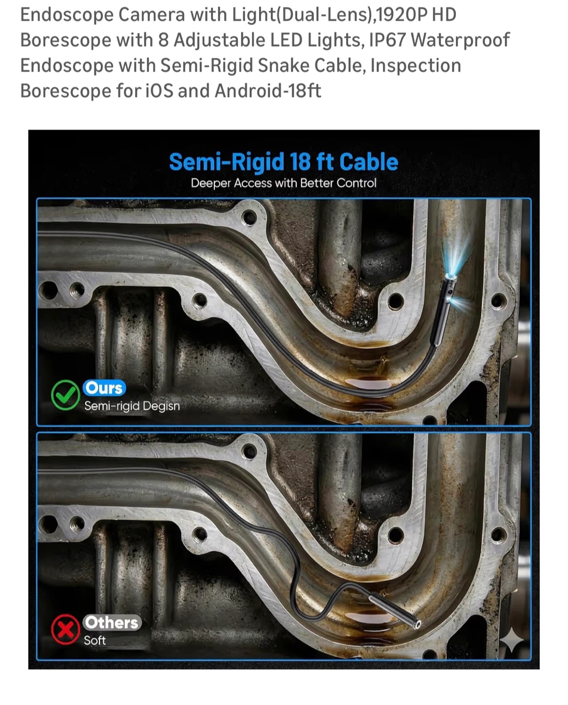 Brand New Endoscope Camera with Light(Dual-Lens) - photo 3