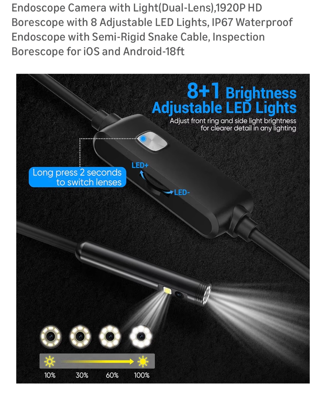 Brand New Endoscope Camera with Light(Dual-Lens) - photo 4