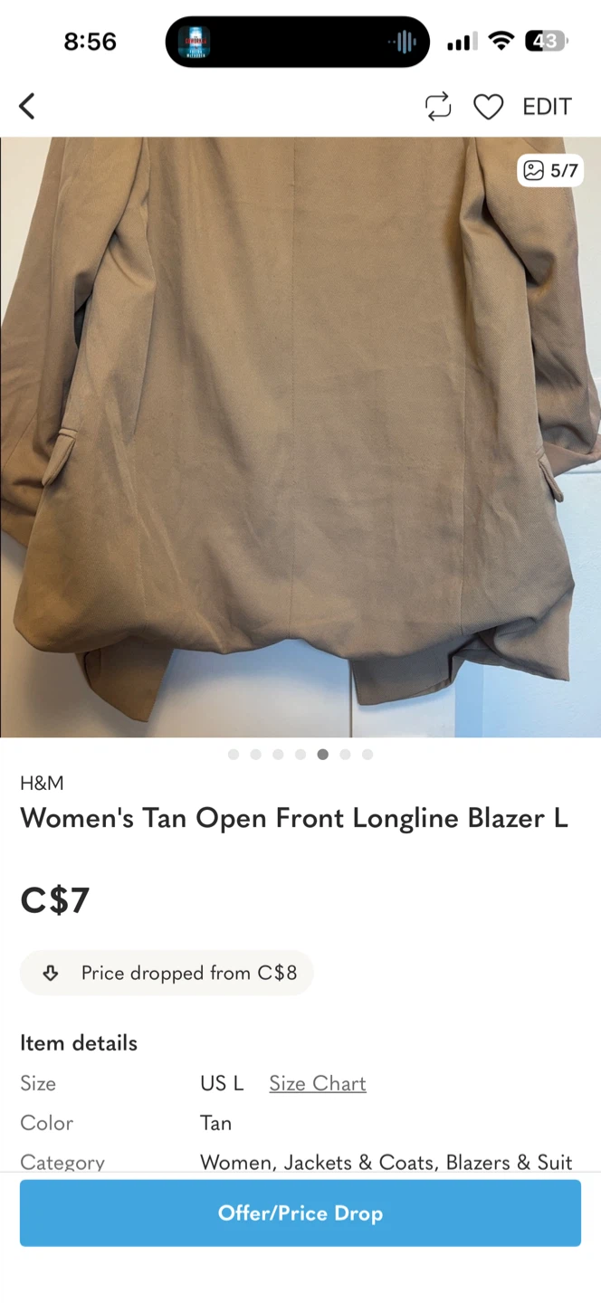#giving Mod Ref Women's Tan Open Front Longline Blazer - L - photo 4