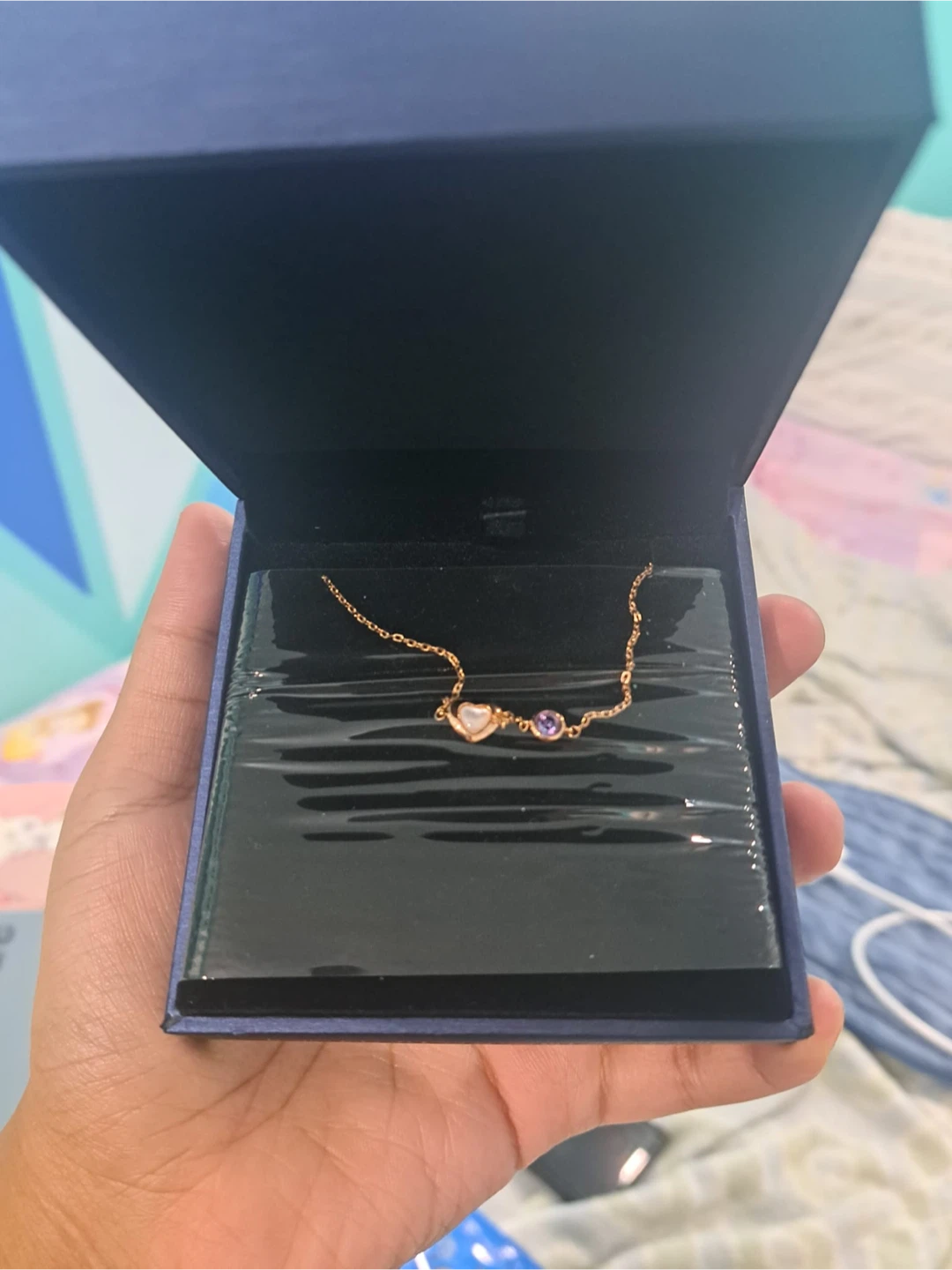 Swarovski Rose Gold Necklace with Box