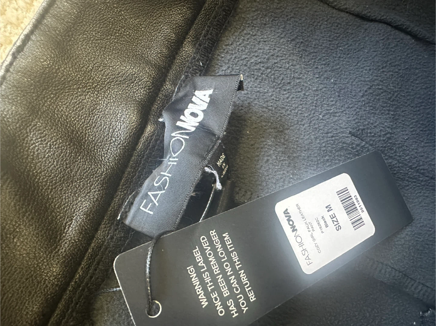 New Fashion Nova Cozy Girl Faux Leather Pants - Size M - photo 3