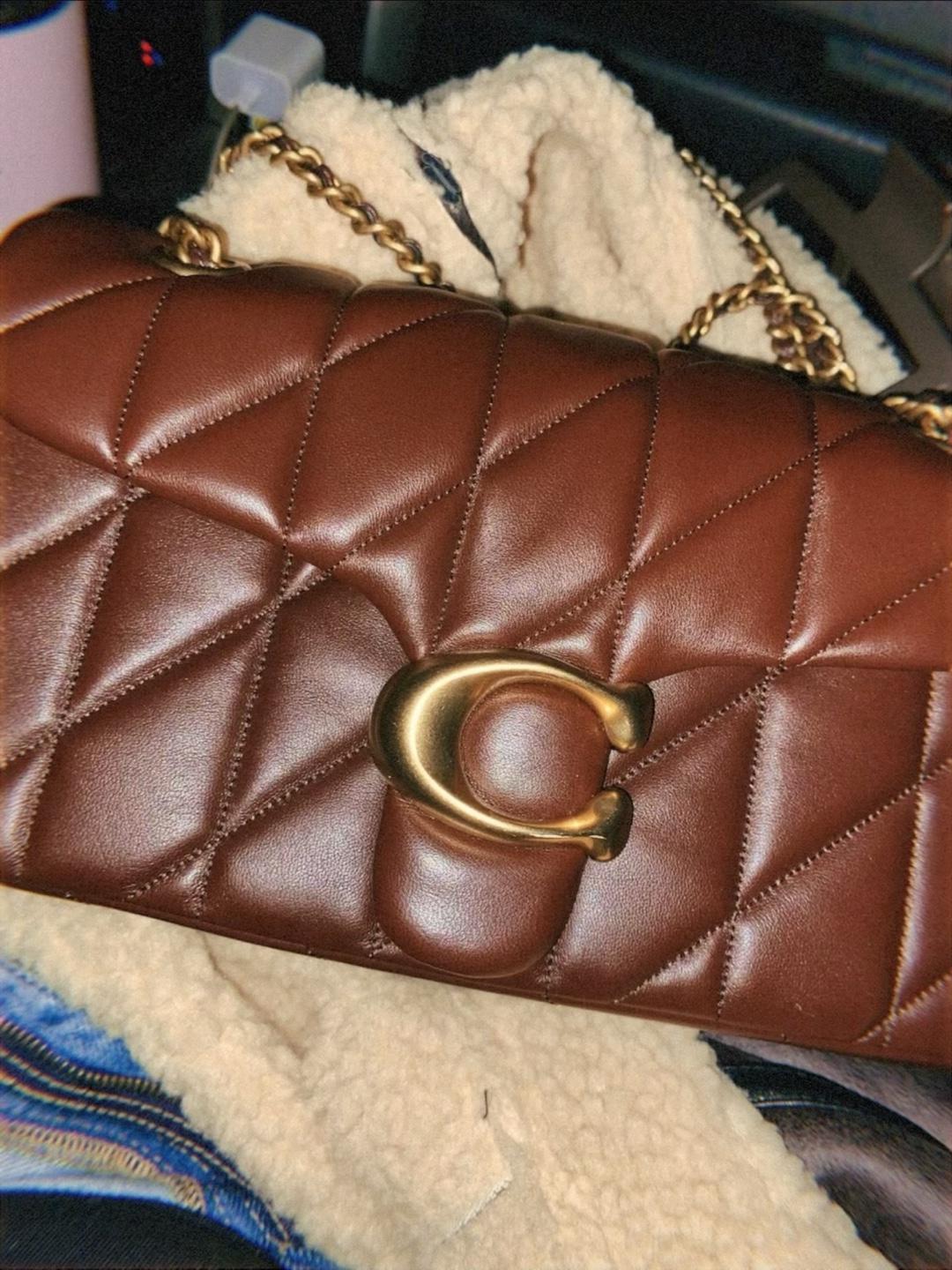 New Coach Quilted Leather Shoulder Bag - Brown & Gold - photo 4