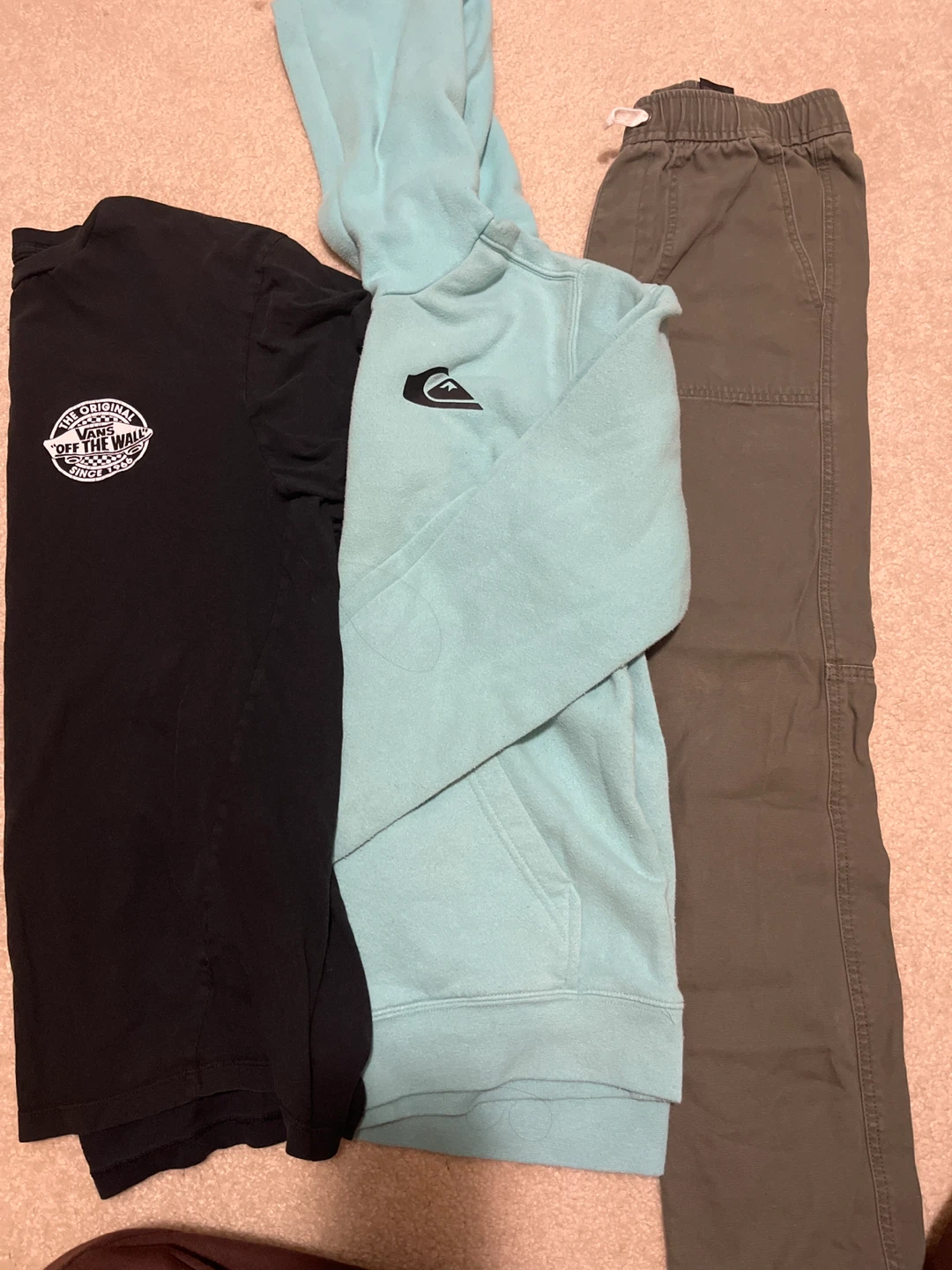Vans T-Shirt, Quiksilver Hoodie, and Pants Bundle