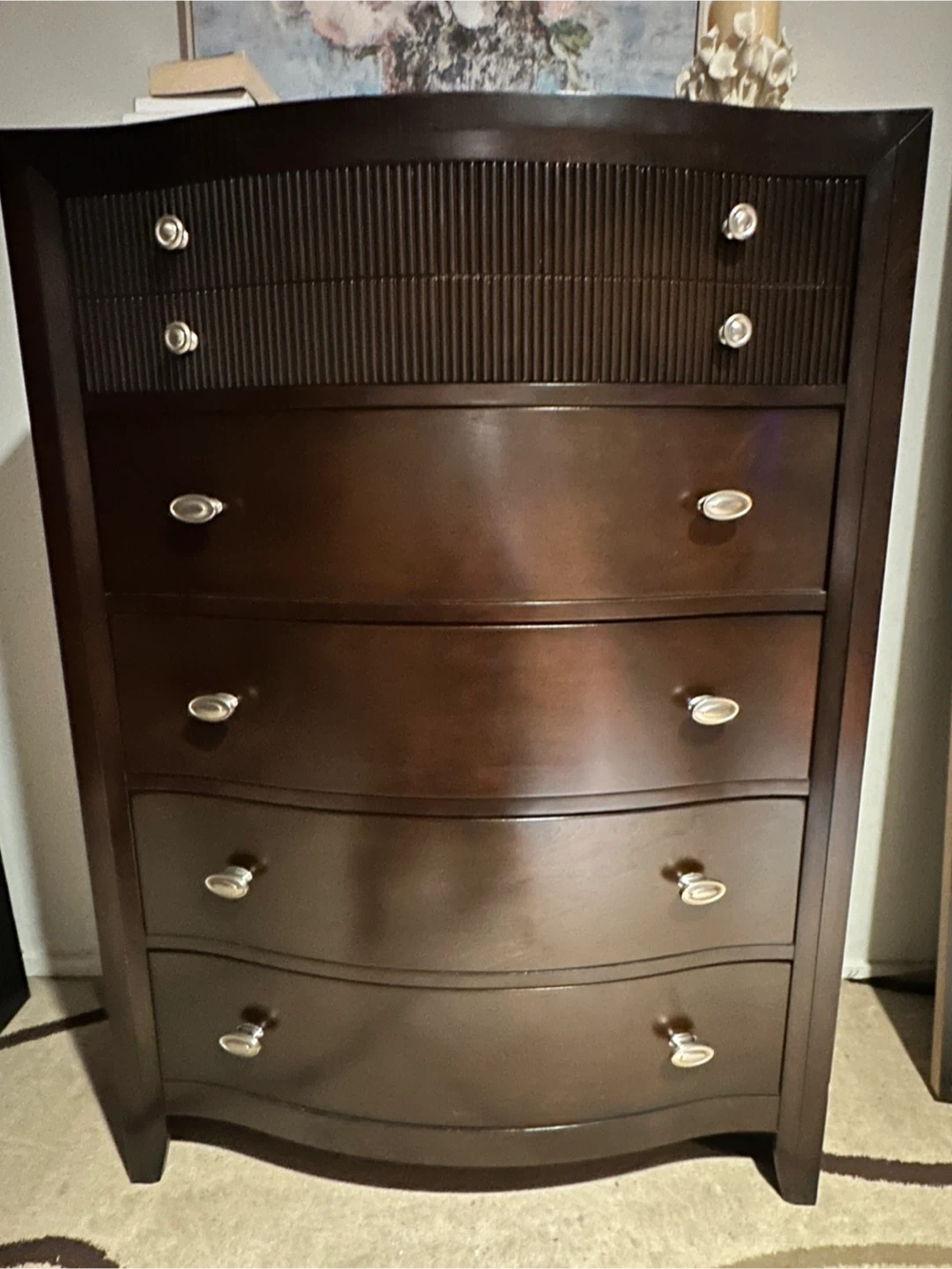 Dark Brown Wooden 5-Drawer Dresser - photo 5
