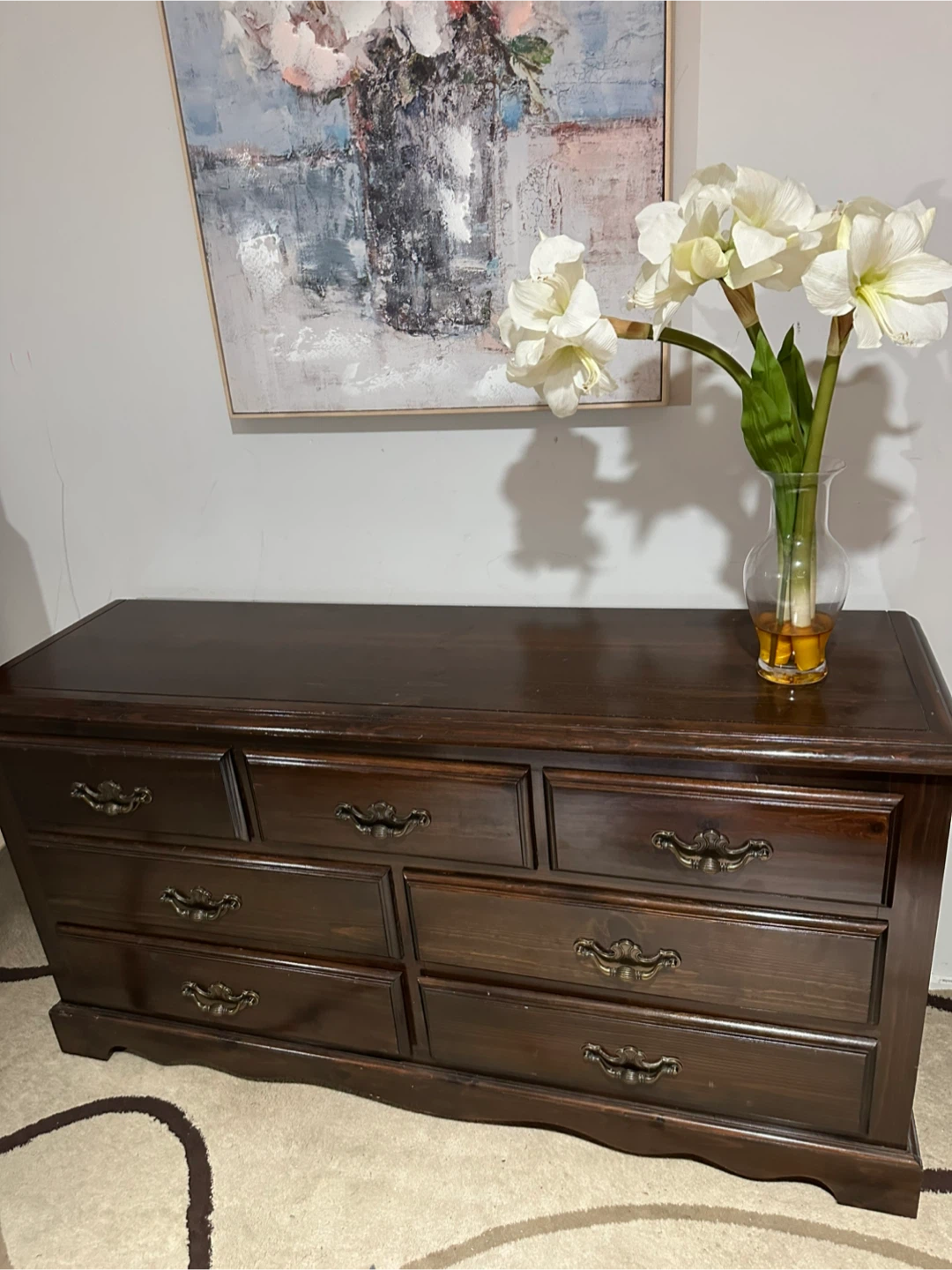 Dark Wood Dresser with 7 Drawers - photo 3