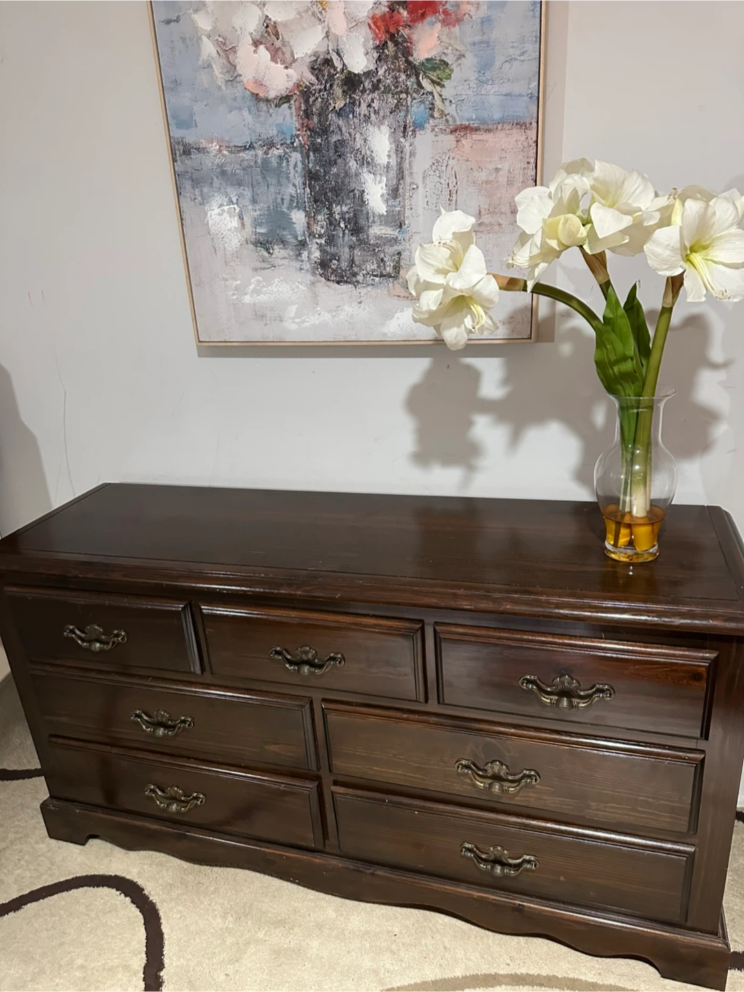 Dark Wood Dresser with 7 Drawers - photo 2