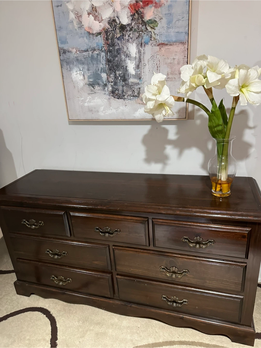 Dark Wood Dresser with 7 Drawers