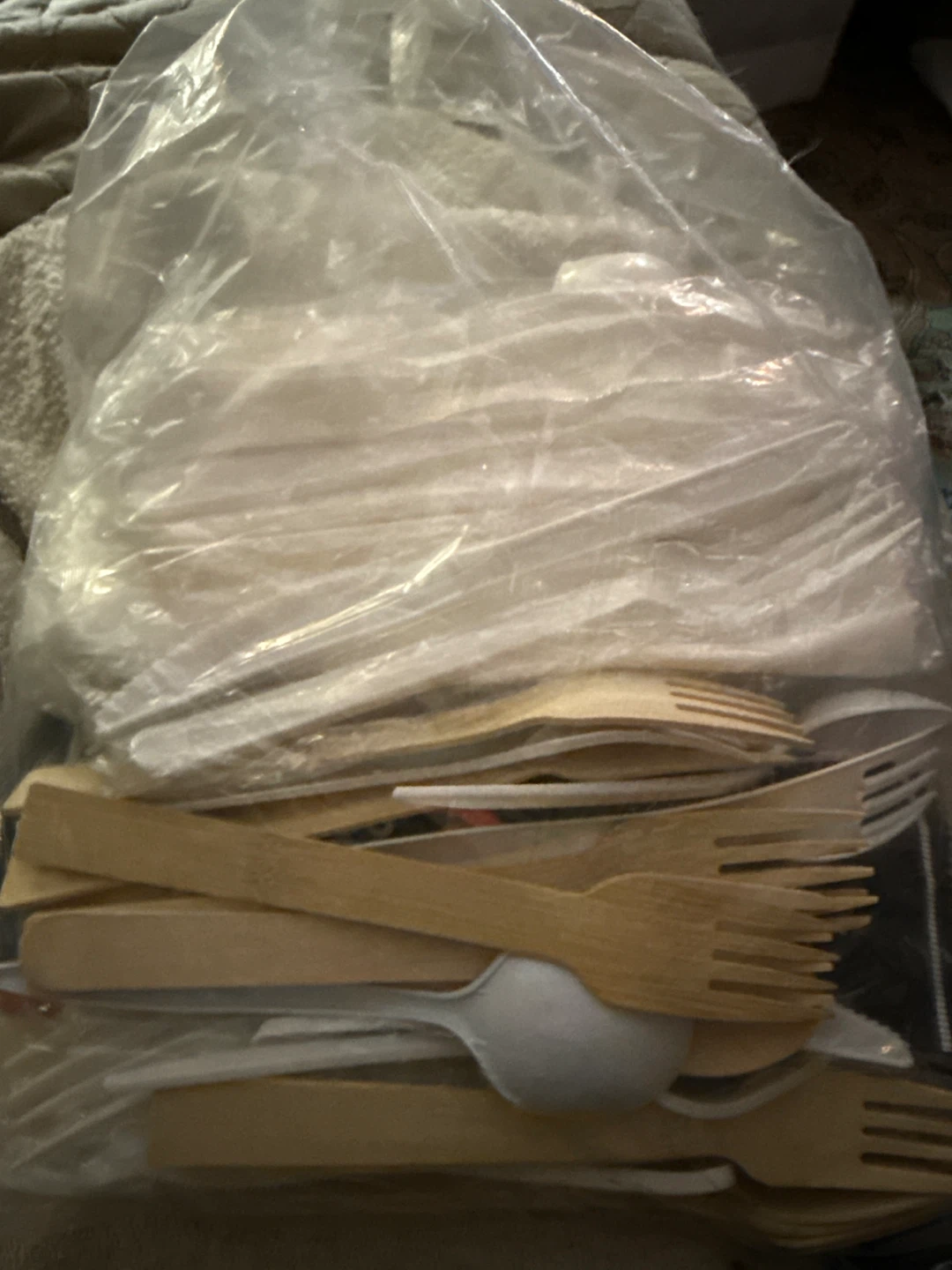 Plastic and wooden cutlery