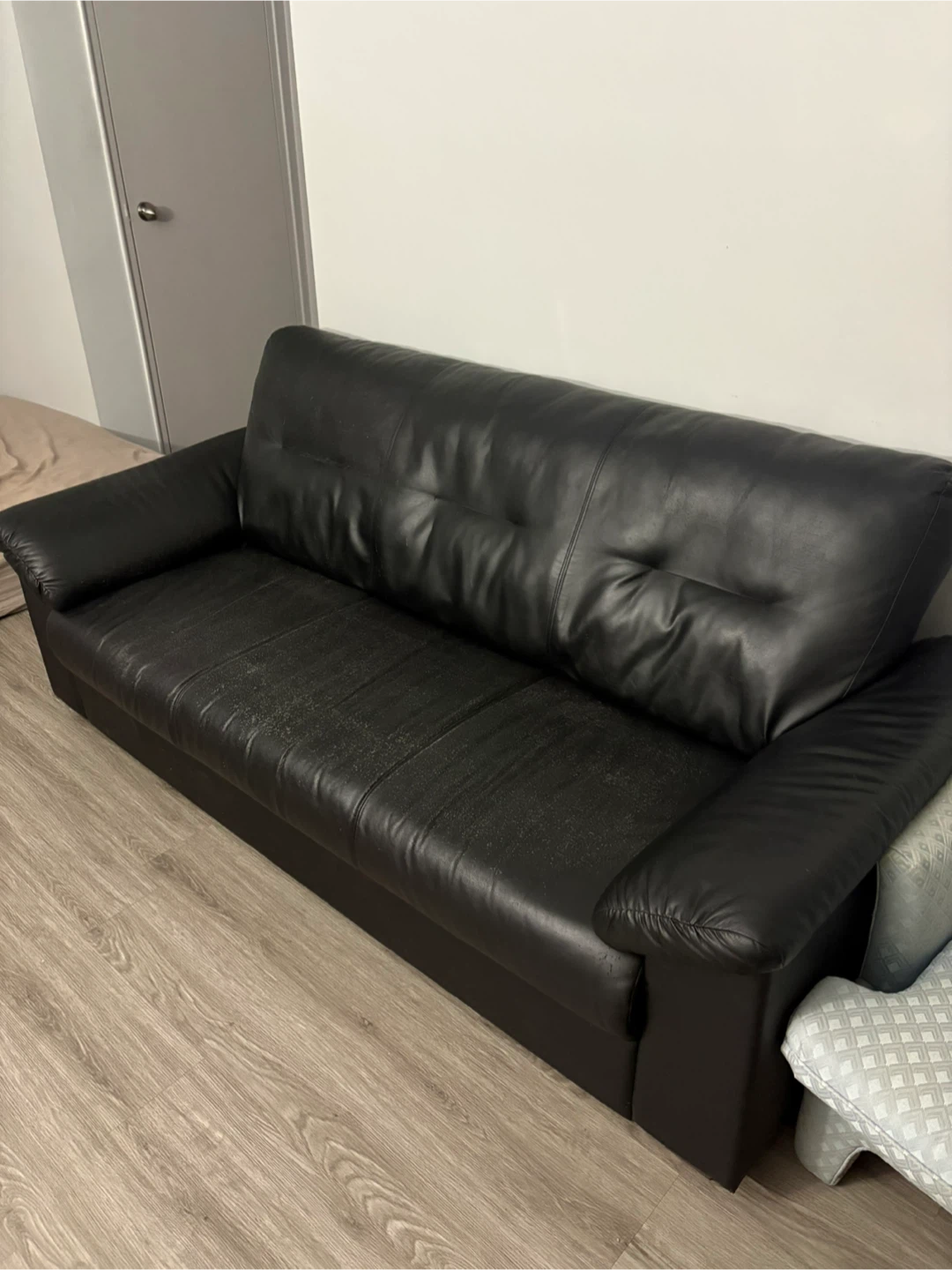 Black Leather Sofa - Used Condition