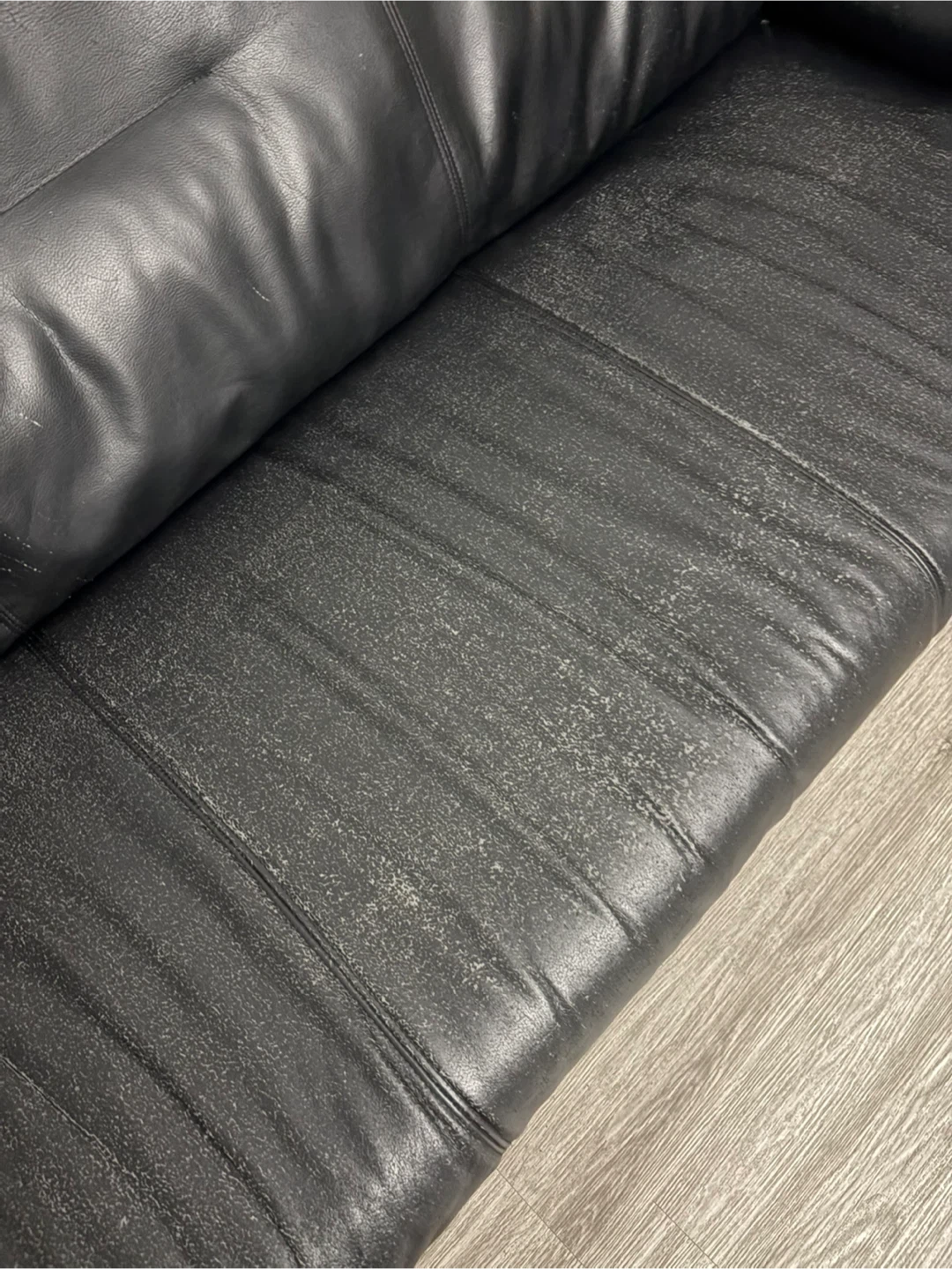 Black Leather Sofa - Used Condition - photo 3