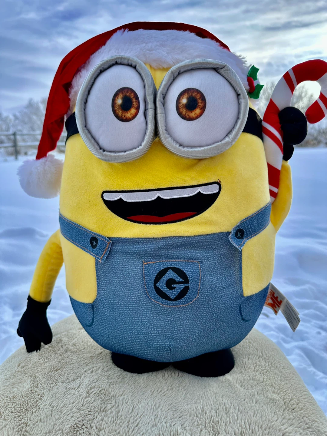 Despicable Me Minion Plush with Santa Hat & Candy Cane