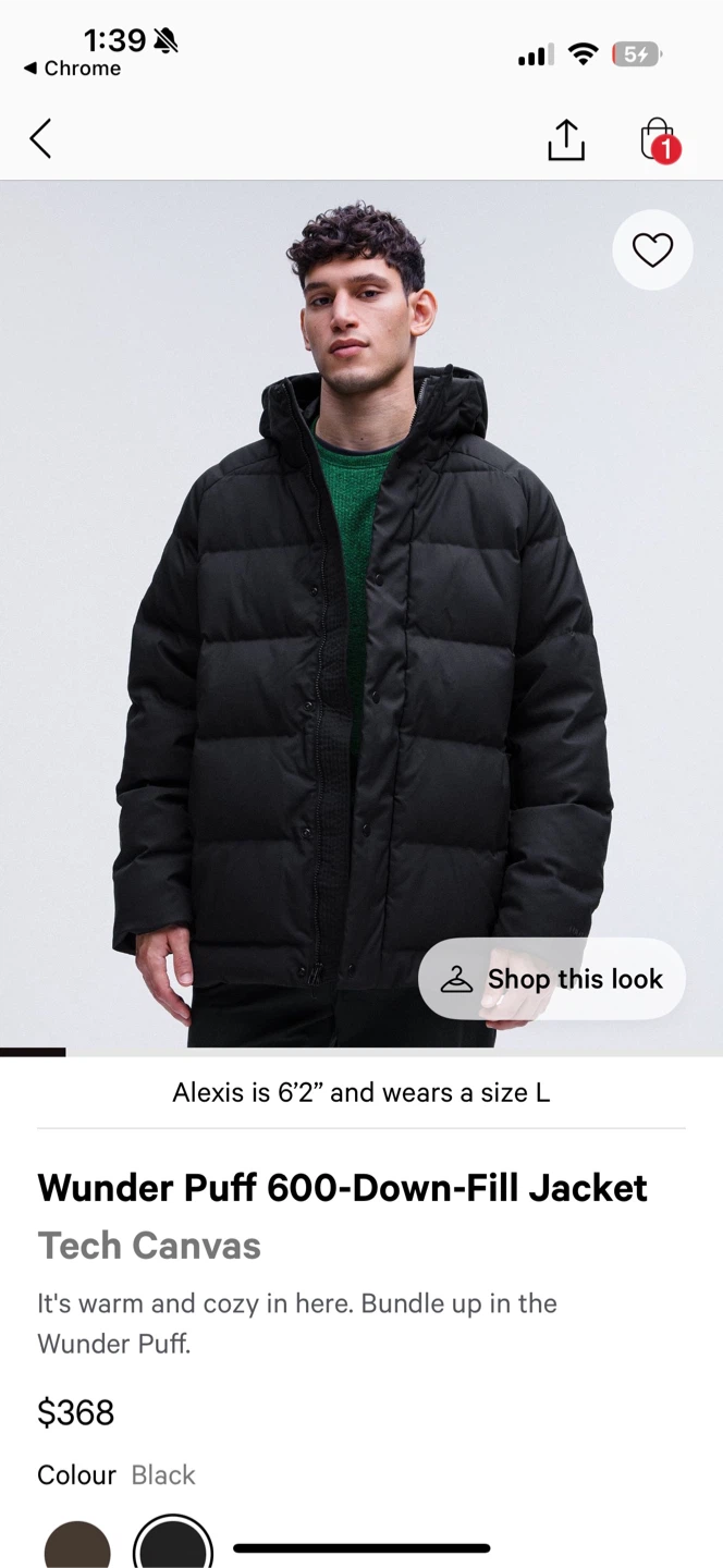 BRAND NEW - Lululemon Wunder Puff Jacket - Black, Size M