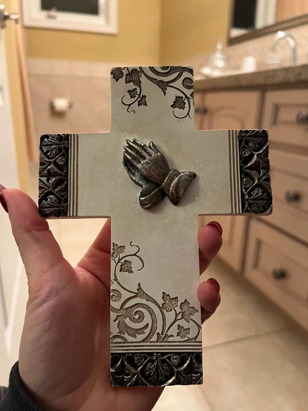 Decorative Cross with Praying Hands