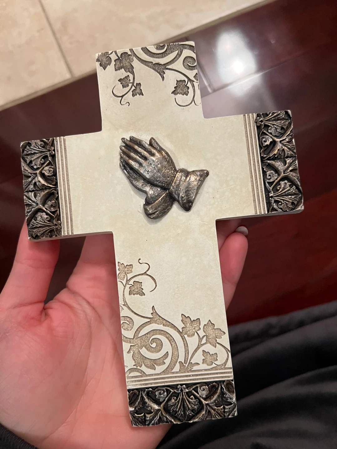 Decorative Cross with Praying Hands - photo 2