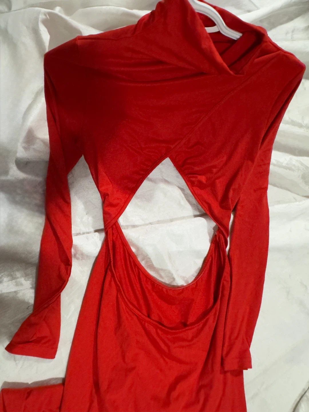 Red Long Sleeve Cutout Dress - photo 2