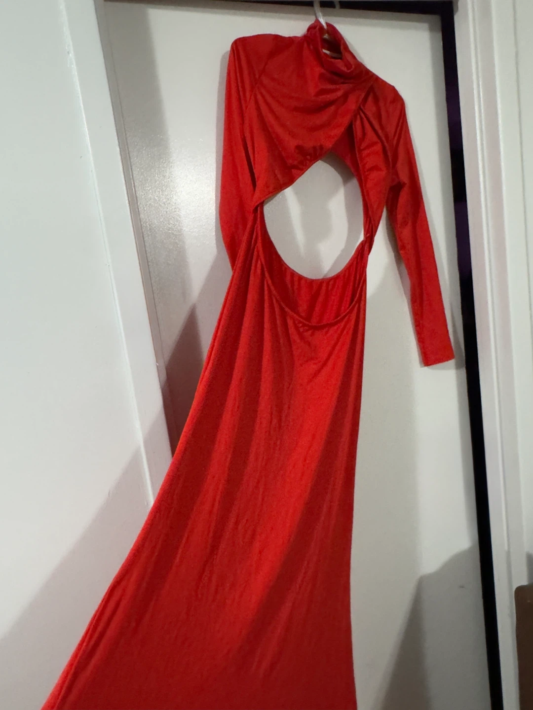 Red Long Sleeve Cutout Dress - photo 4