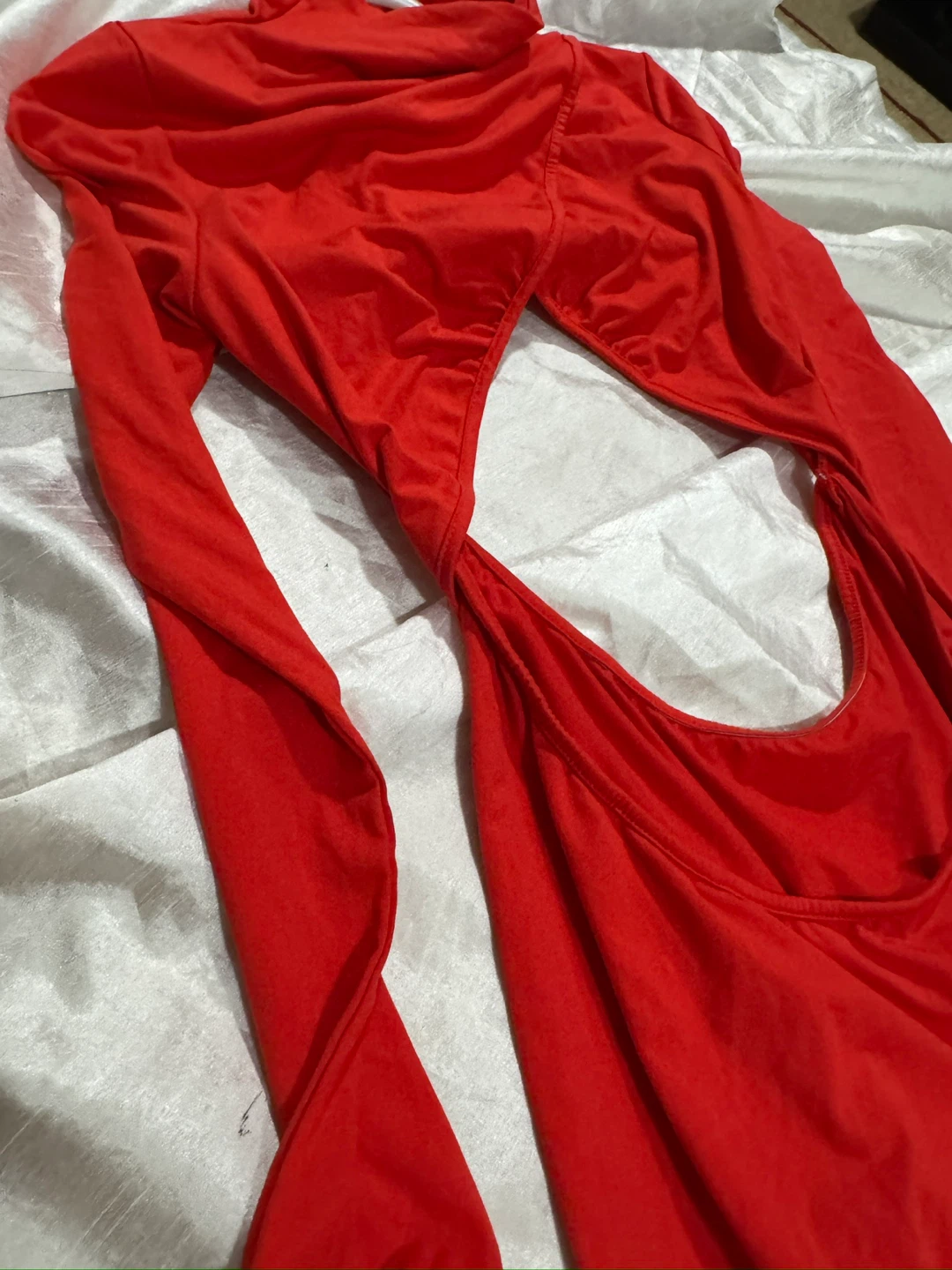 Red Long Sleeve Cutout Dress - photo 5