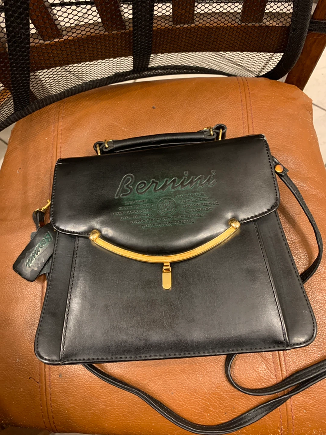 Bernini Black Leather Handbag