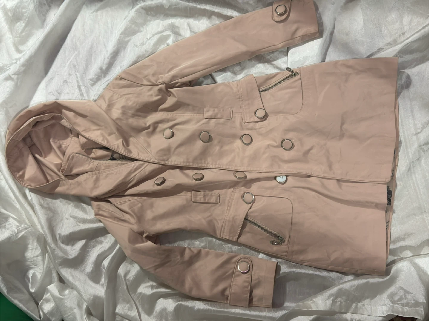 Hooded Trench Coat - Light Pink