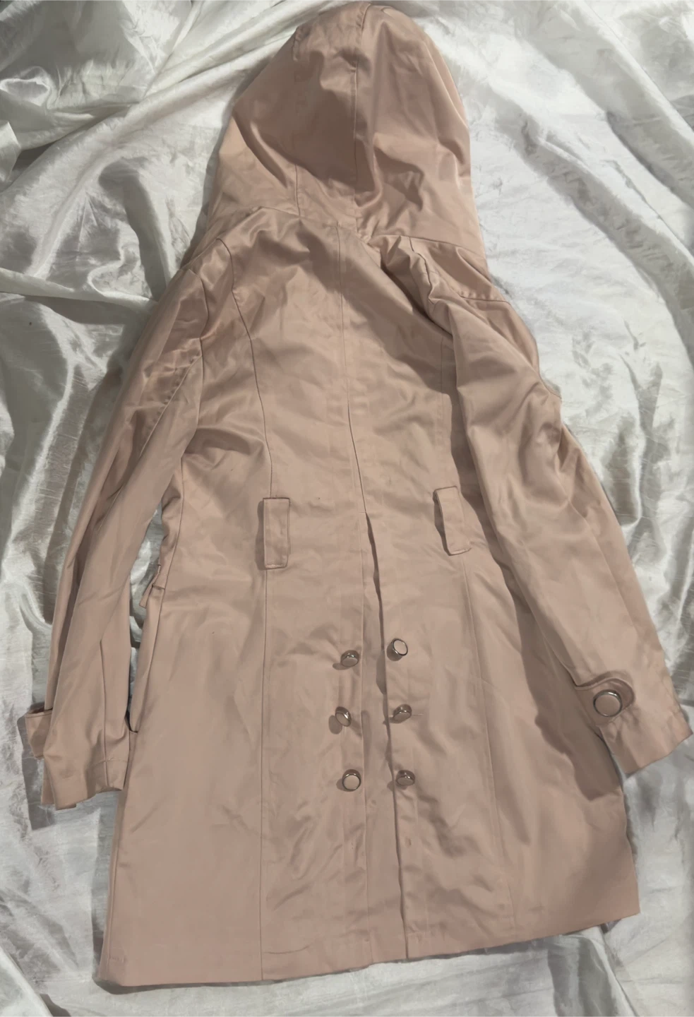 Hooded Trench Coat - Light Pink - photo 4