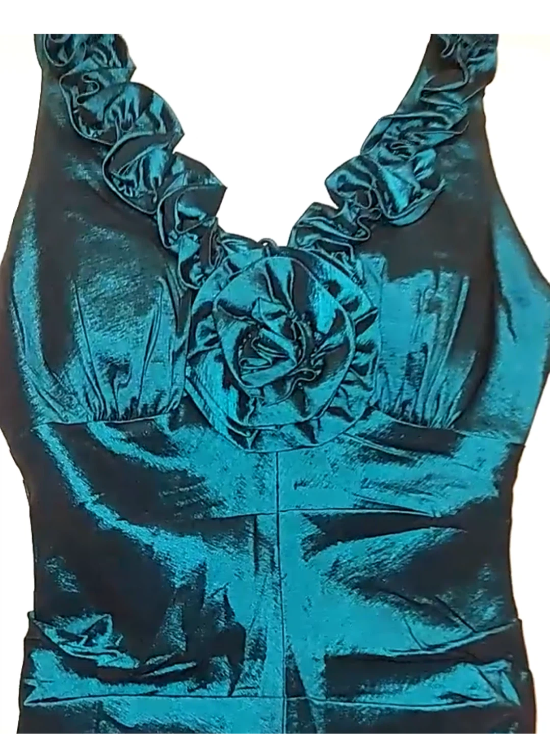 Teal Cocktail Dress with Rosette Detail - photo 3