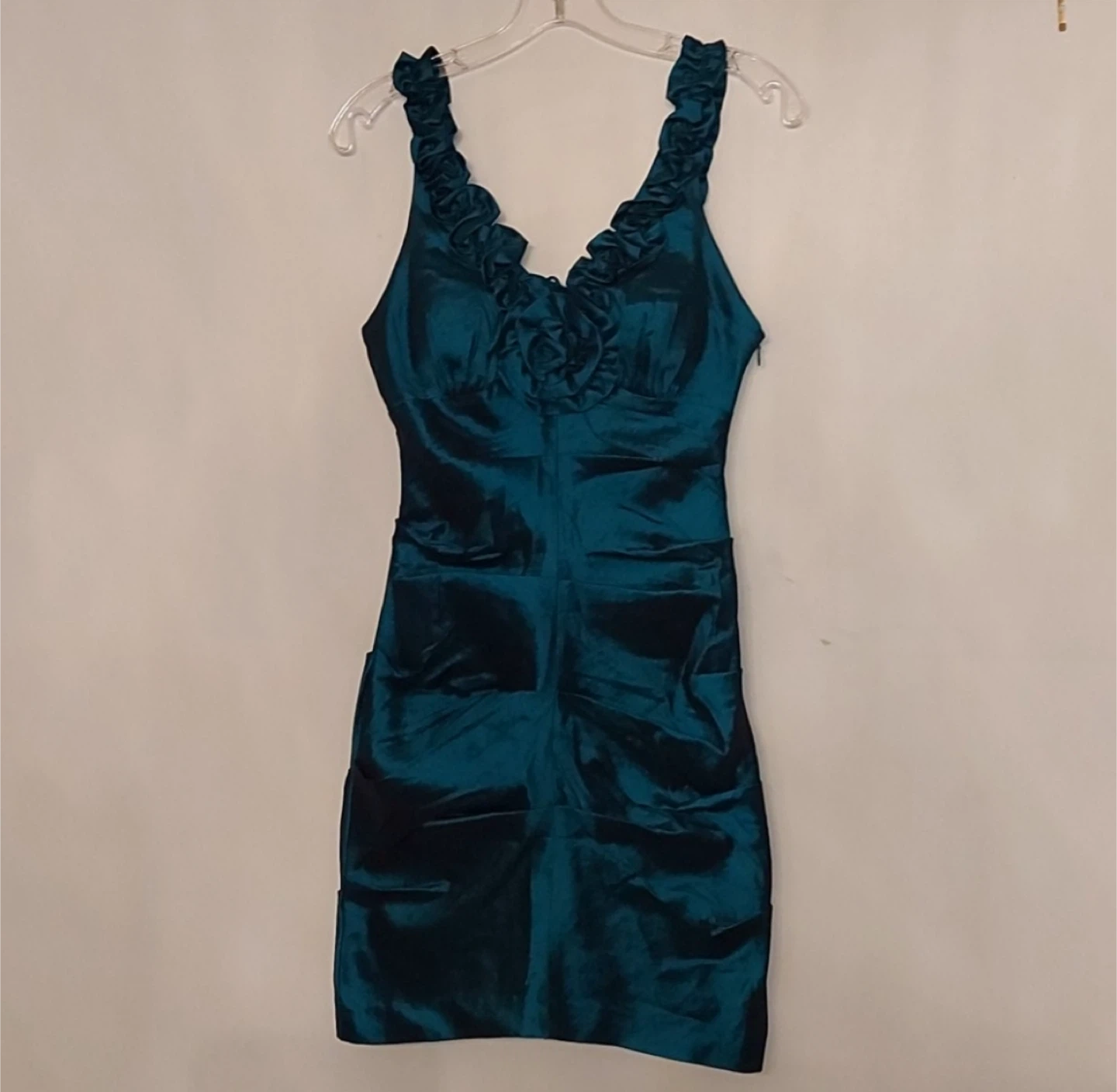 Teal Cocktail Dress with Rosette Detail