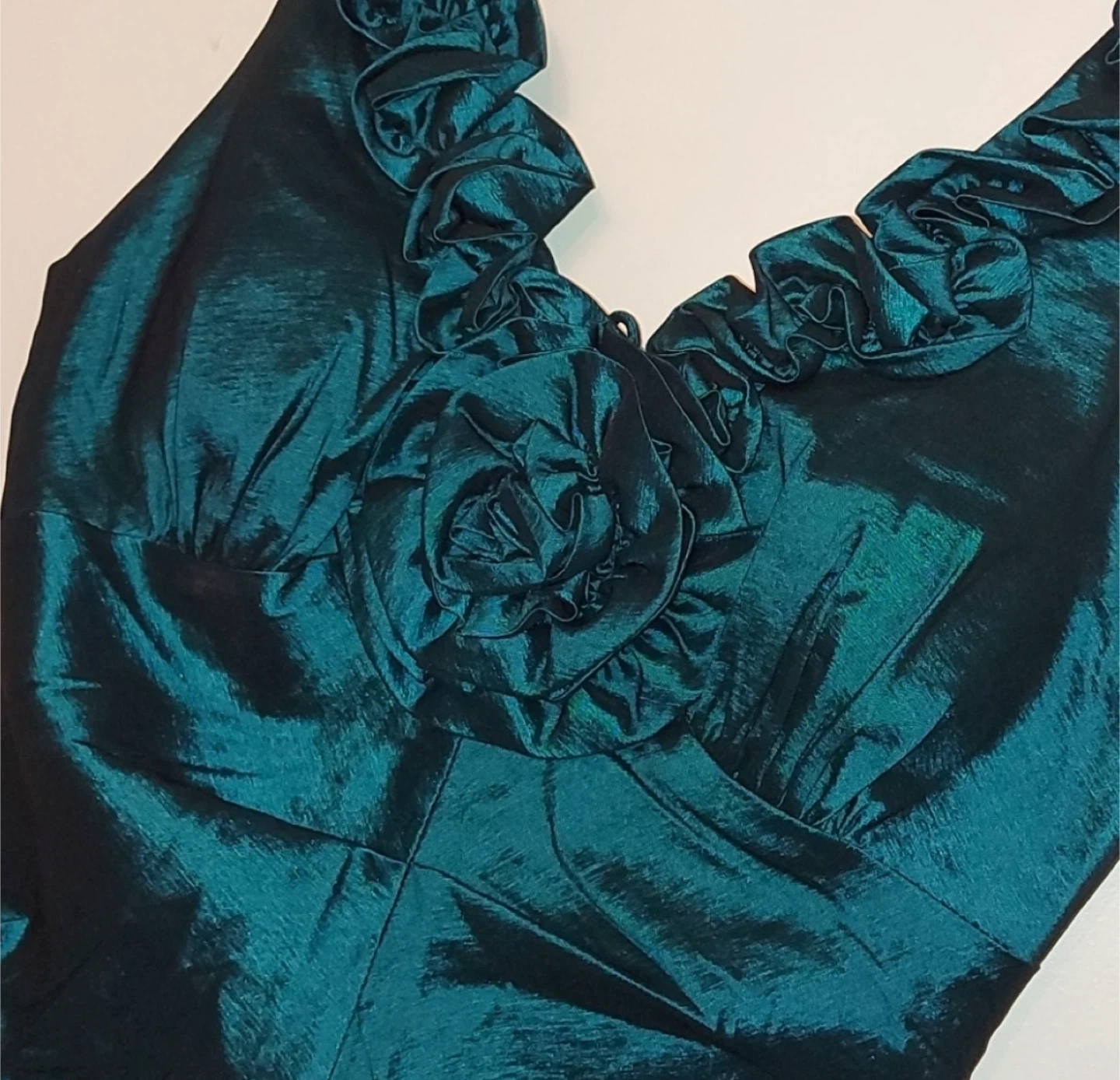 Teal Cocktail Dress with Rosette Detail - photo 5