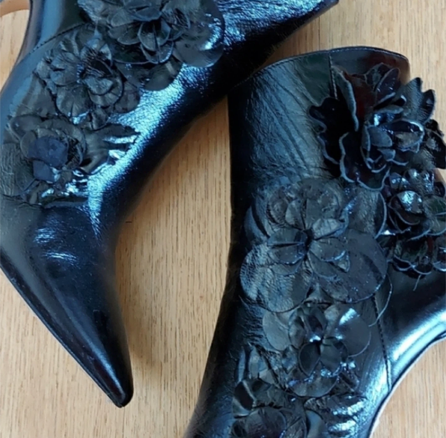 Zara Black Floral Ankle Boots - photo 5