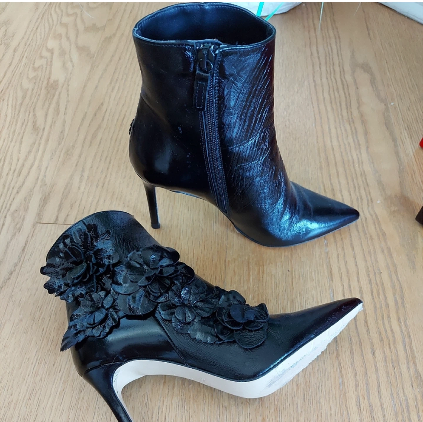 Zara Black Floral Ankle Boots - photo 2