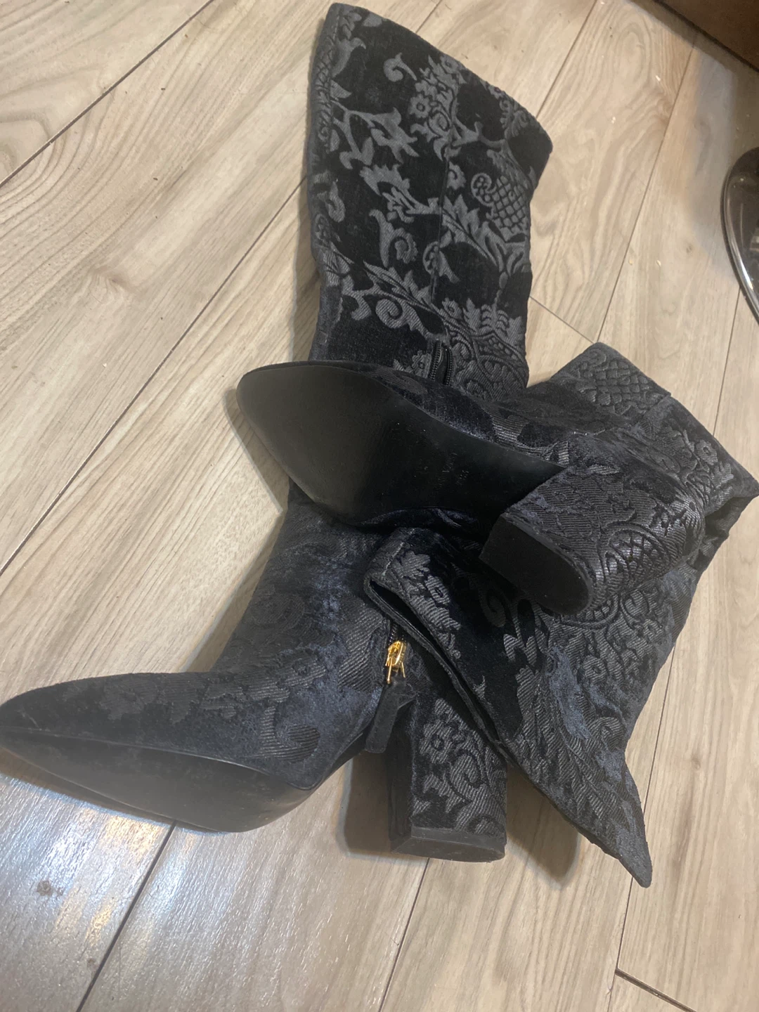 Floral Pattern Black Boots - photo 2