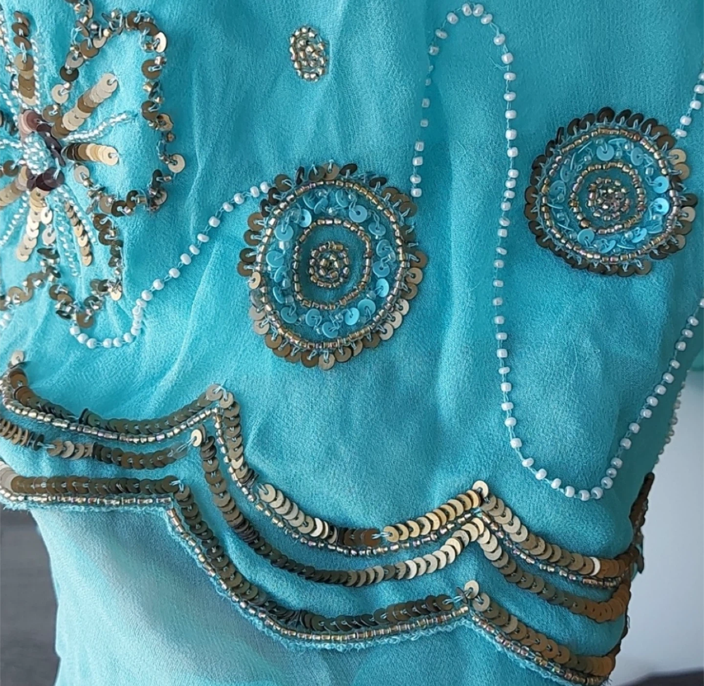Blue Halter Dress with Beaded Detail - photo 5
