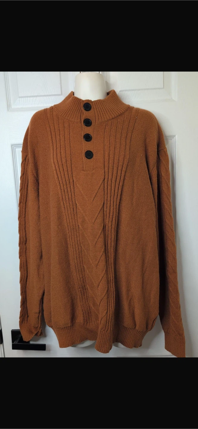 NEW! PAUL JONES Henley Thermal Cable Knit Button Sweater - photo 5