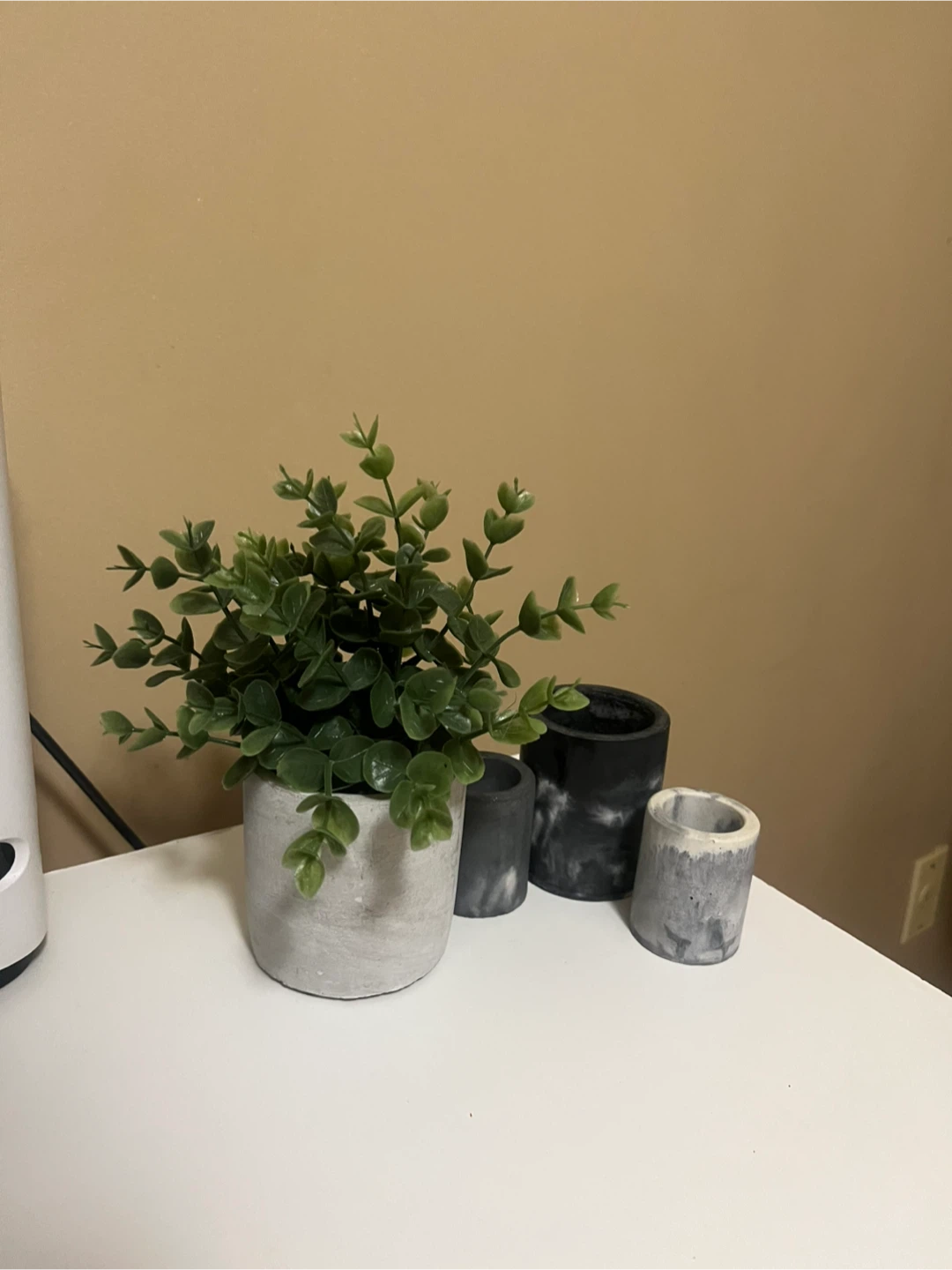 Artificial Potted Plant & Candle Holders