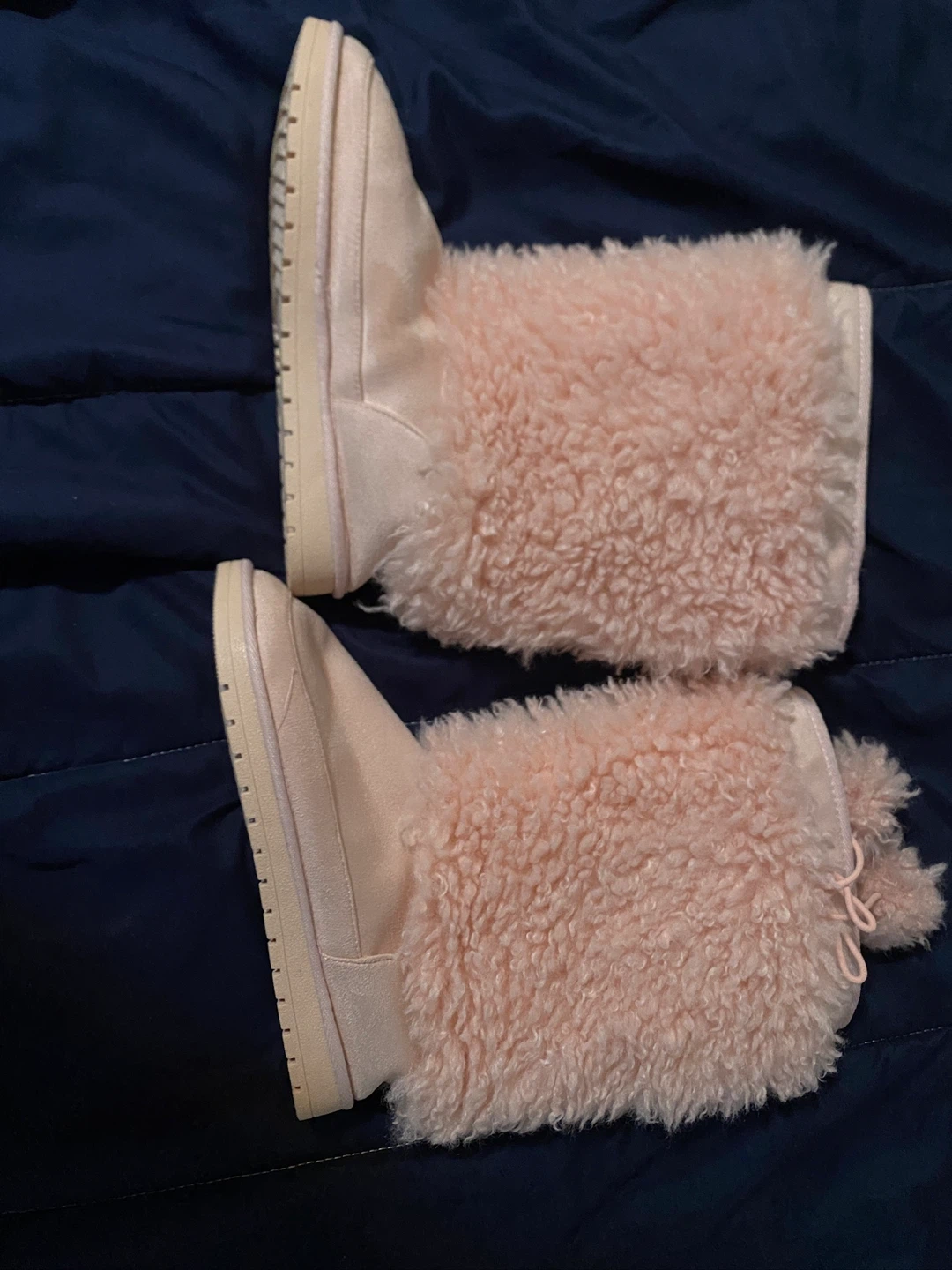 Pale- pink faux fur Boots Size 9
