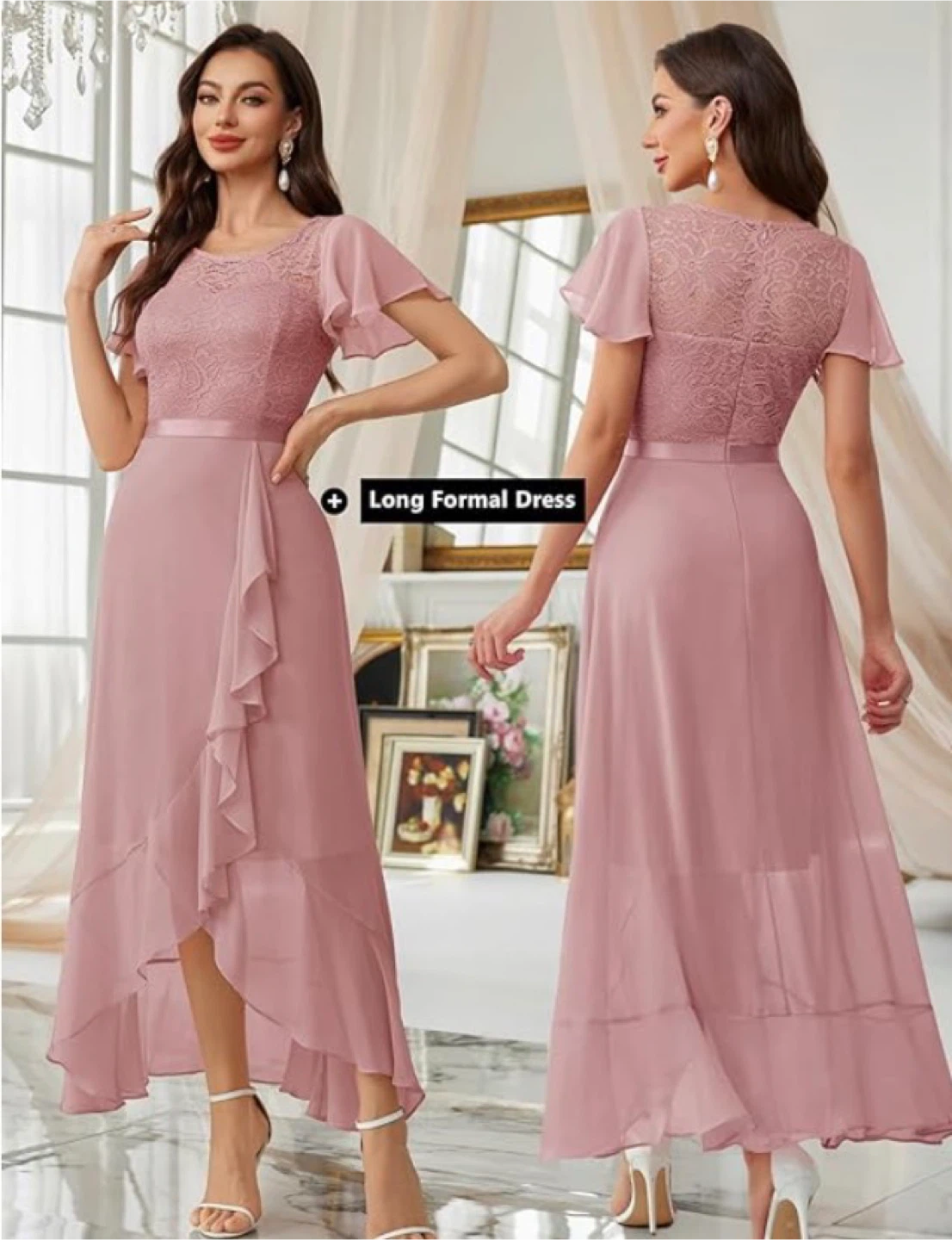NEW! BeryLove Size XL Elegant Lace Long Formal Dress - Pink - photo 2