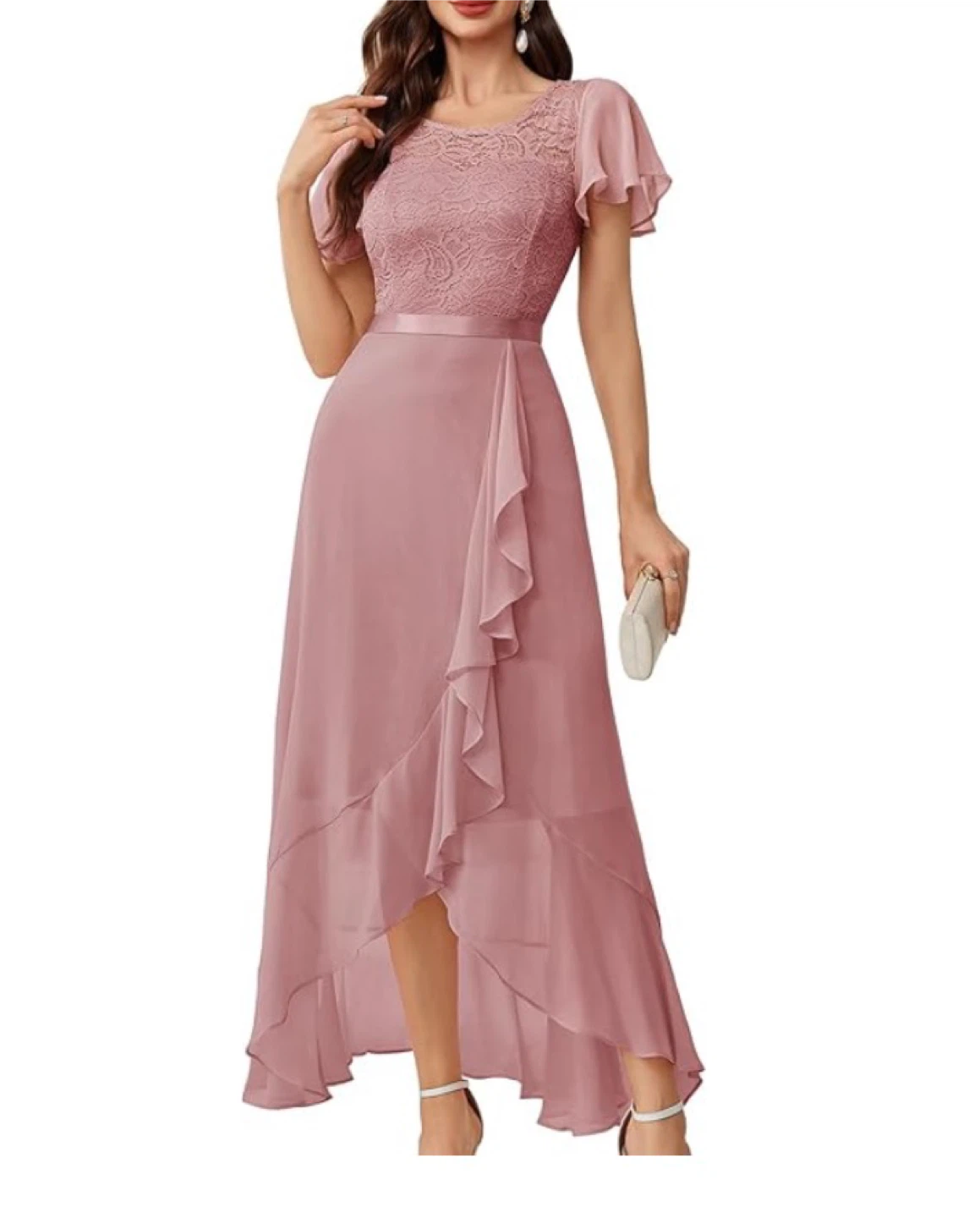 NEW! BeryLove Size XL Elegant Lace Long Formal Dress - Pink